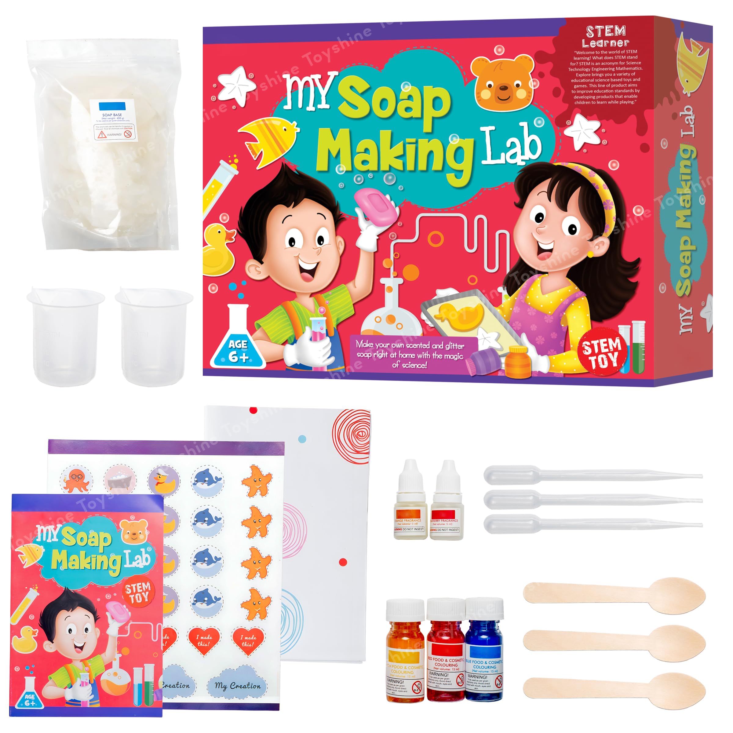 Toyshine My Soap Making Lab Create Scented & Glitter Soaps STEM Educational Learning Creative Fun DIY Activity Toy Kit Cum Indoor Game for Boys and Girls 8+