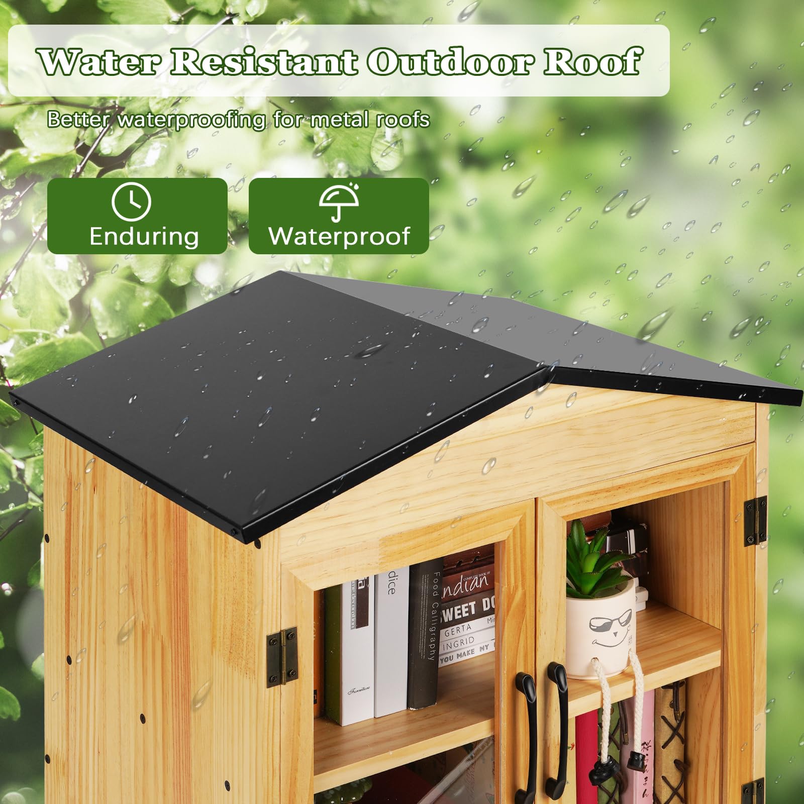 Biblioteca al aire libre caja de libros al aire libre pequeño gabinete de madera pequeña caja de literatura para vecindarios, comunidad y escuelas para compartir libros, folletos, periódicos,