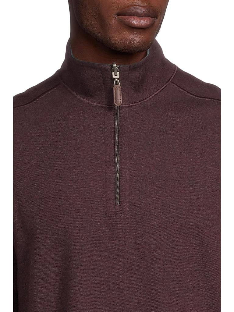 Burgundy Johnston & Murphy Reversible Solid Quarter-zip