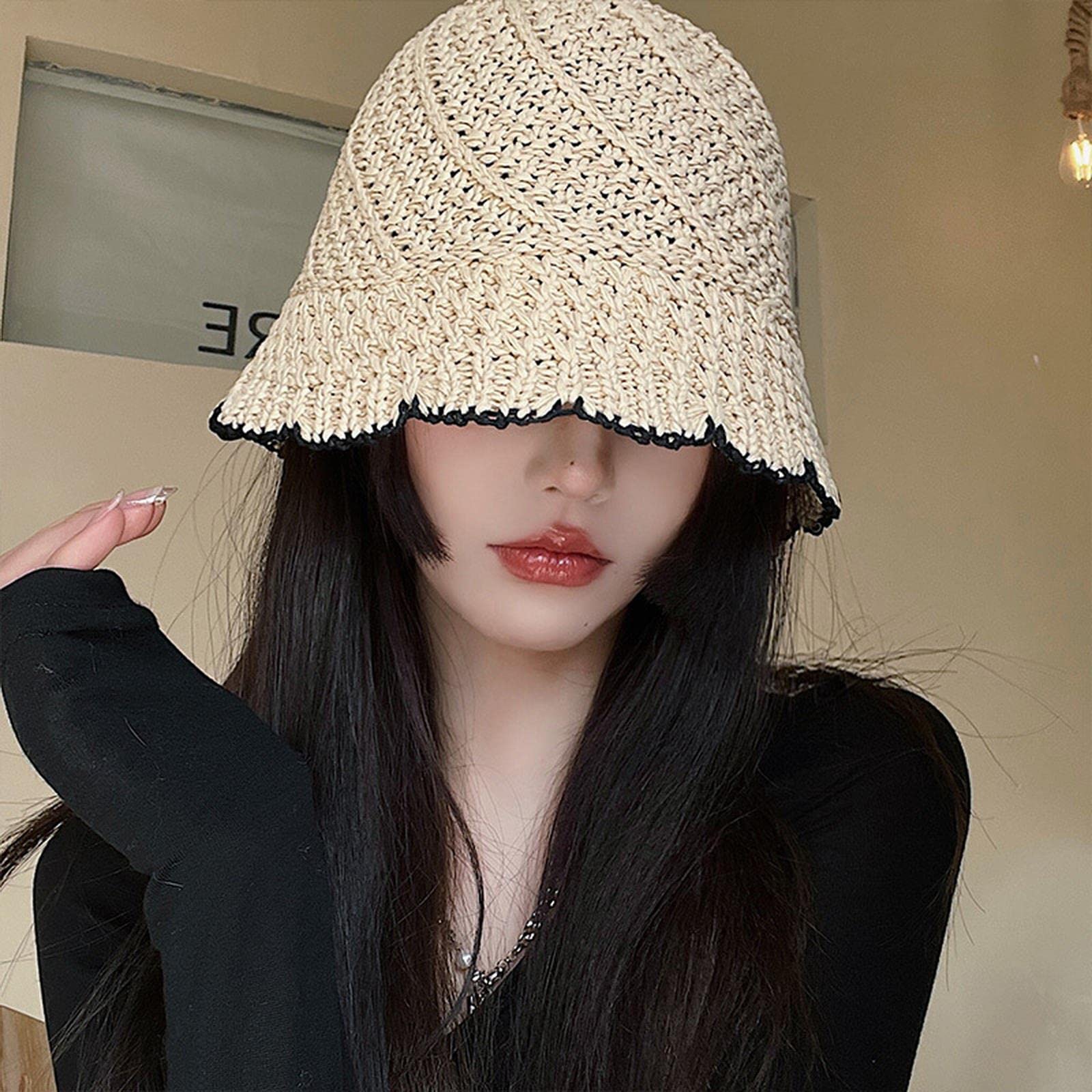 Sombrero de pescador, sombreros de paja de verano para mujer, plegable, sombrilla, sombrero hueco, gorras de playa, gorra elegante