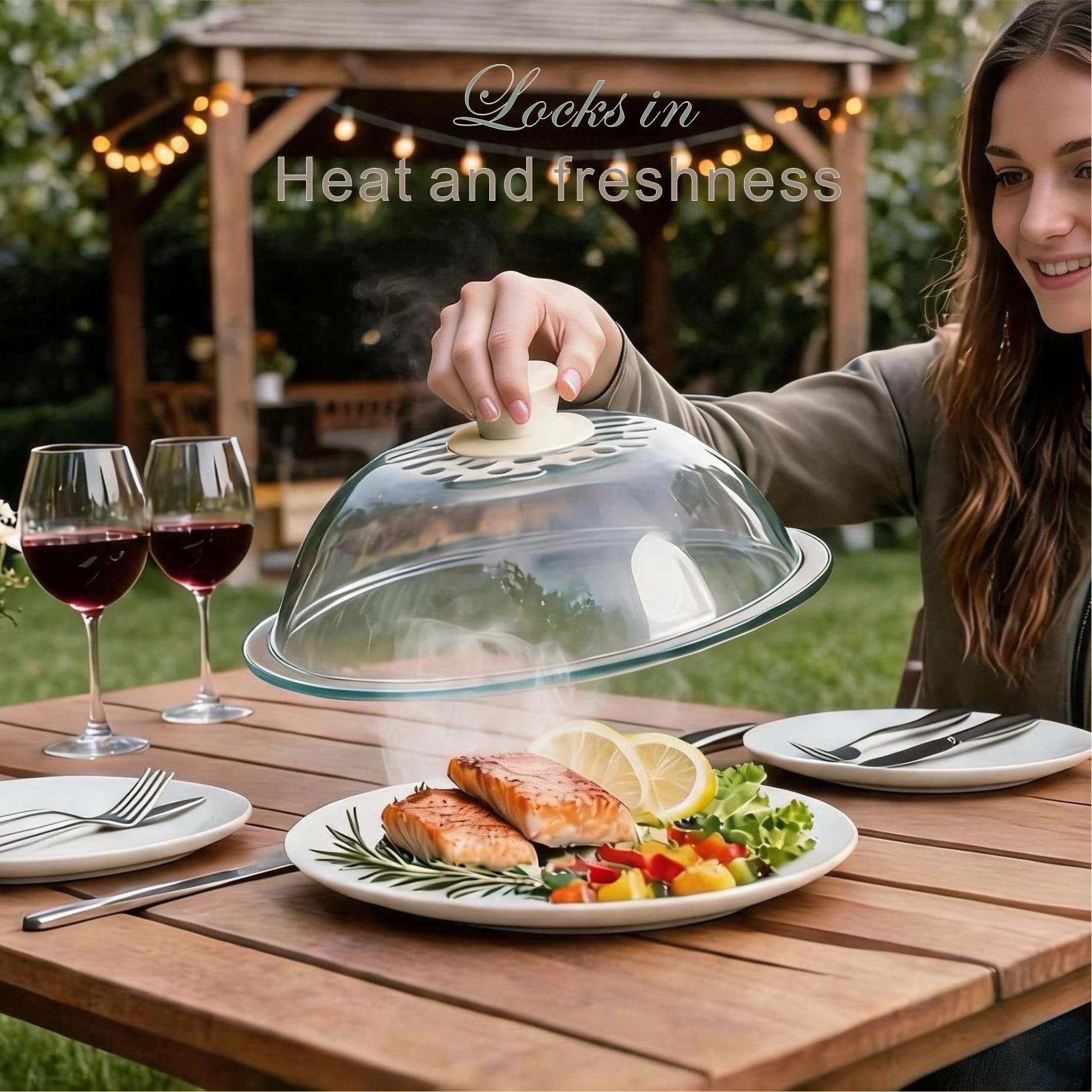 AGLAS - Copertura per microonde in vetro temperato leggero – 293 mm (interno 266 mm)/11,5" (diametro interno 26,5 cm) – resistente al calore – coperchio in vetro resistente con sfiato