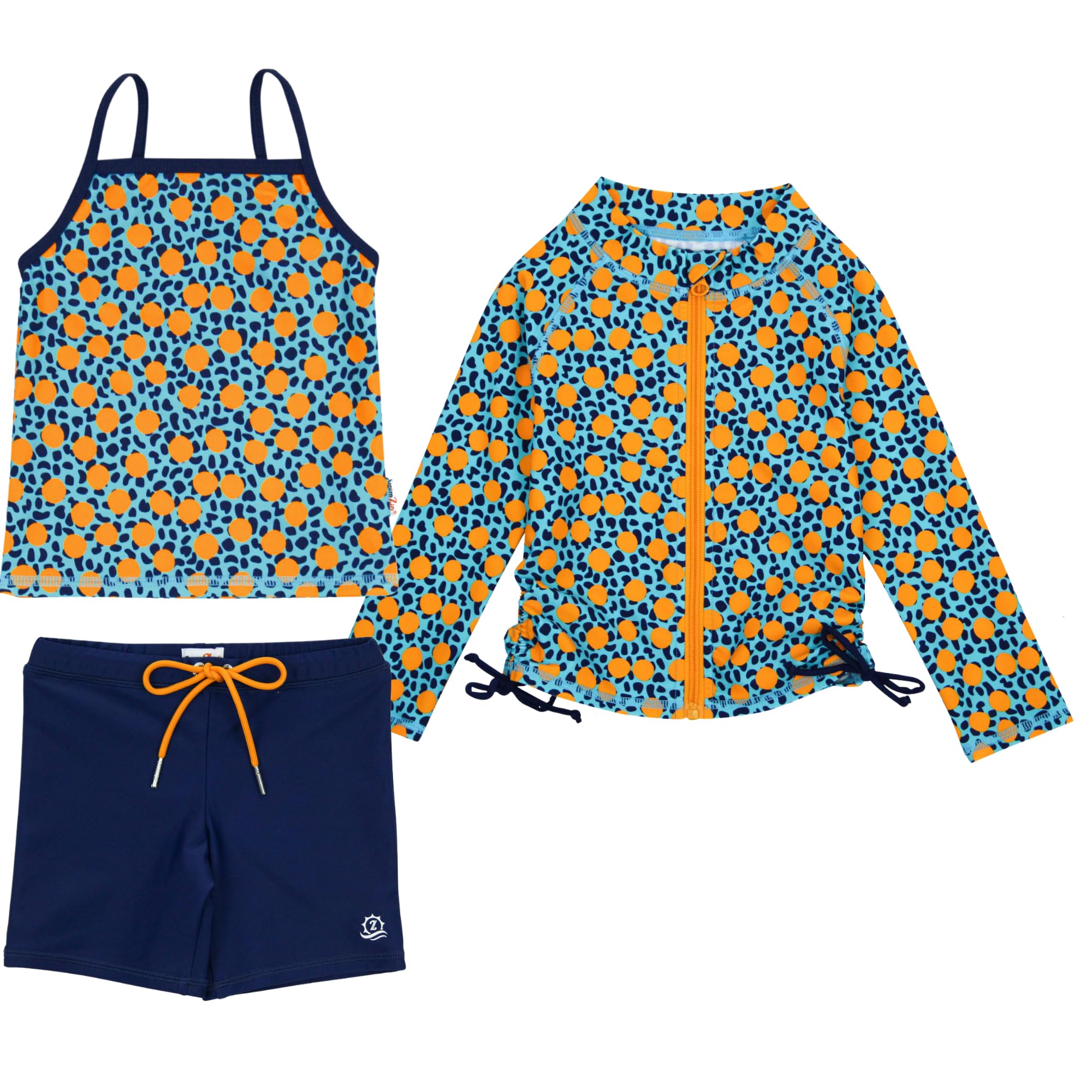 SwimZip Girls' 3-Piece Rash Guard Swimsuit Long Sleeve UPF 50+ Bathing Suit