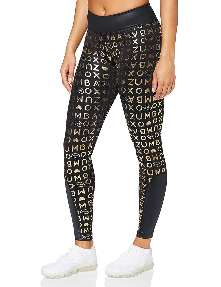 Zumba Active Wide Waistband Dance Fitness Workout Metallic