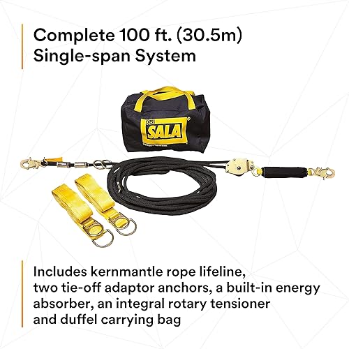 Miniatura 2 de 3M DBI-SALA 7600510 Sayline Sistema de línea de vida horizontal sintética cuerda de núcleo de 100 pies con tensor absorbente de energía dos
