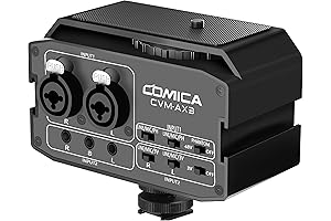 Comica CVM-AX3 - DSLR and Mirrorless Camera Audio Mixer Preamplifier with 9V Phantom Power