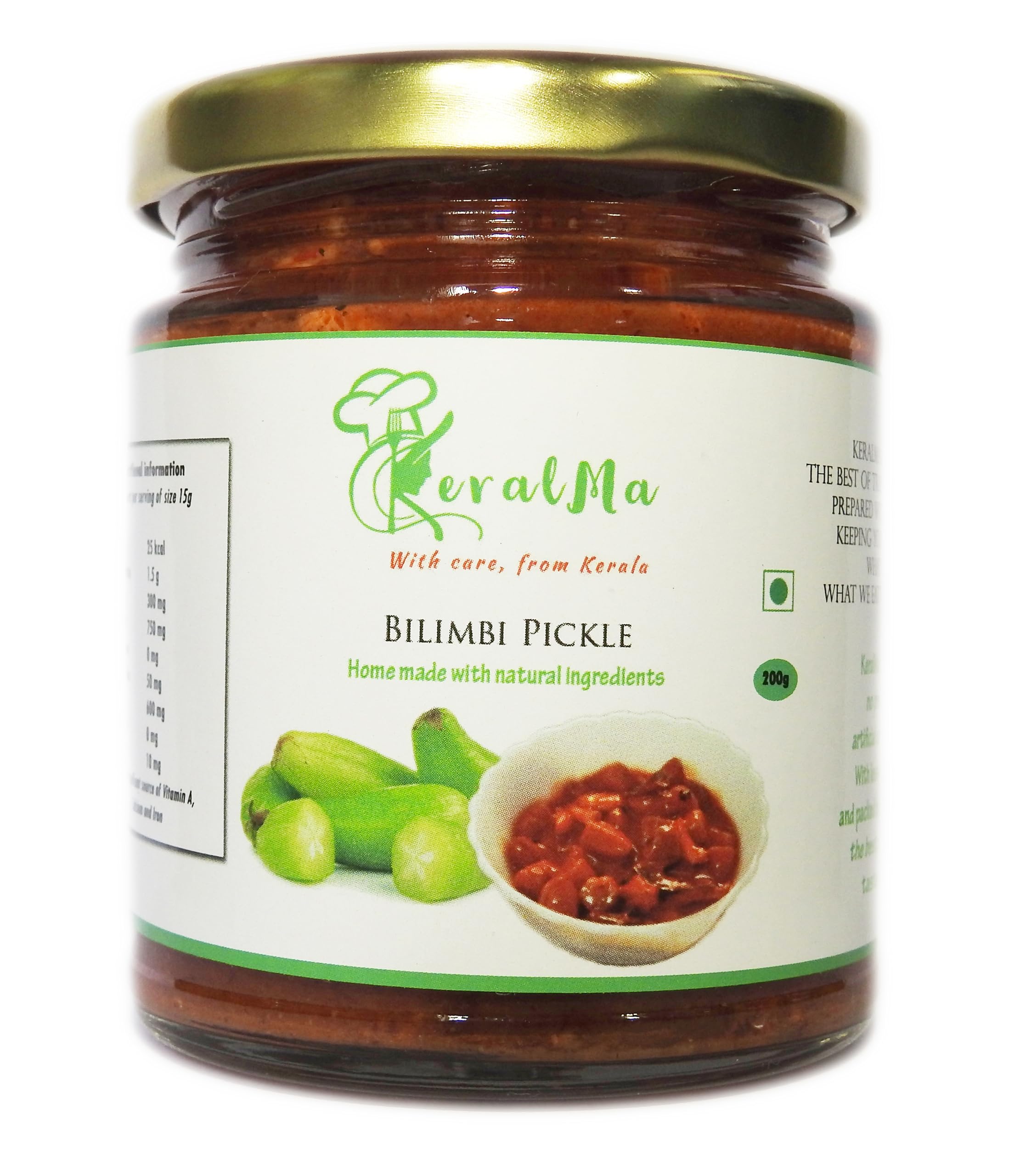 KeralMa Homemade Bilimbi Pickle | 200g | Authentic Kerala Pickle | Spicy South Indian Pickle | Bilimbi Achaar | Tasty pickle | Natural, no artificial flavours | No preservatives