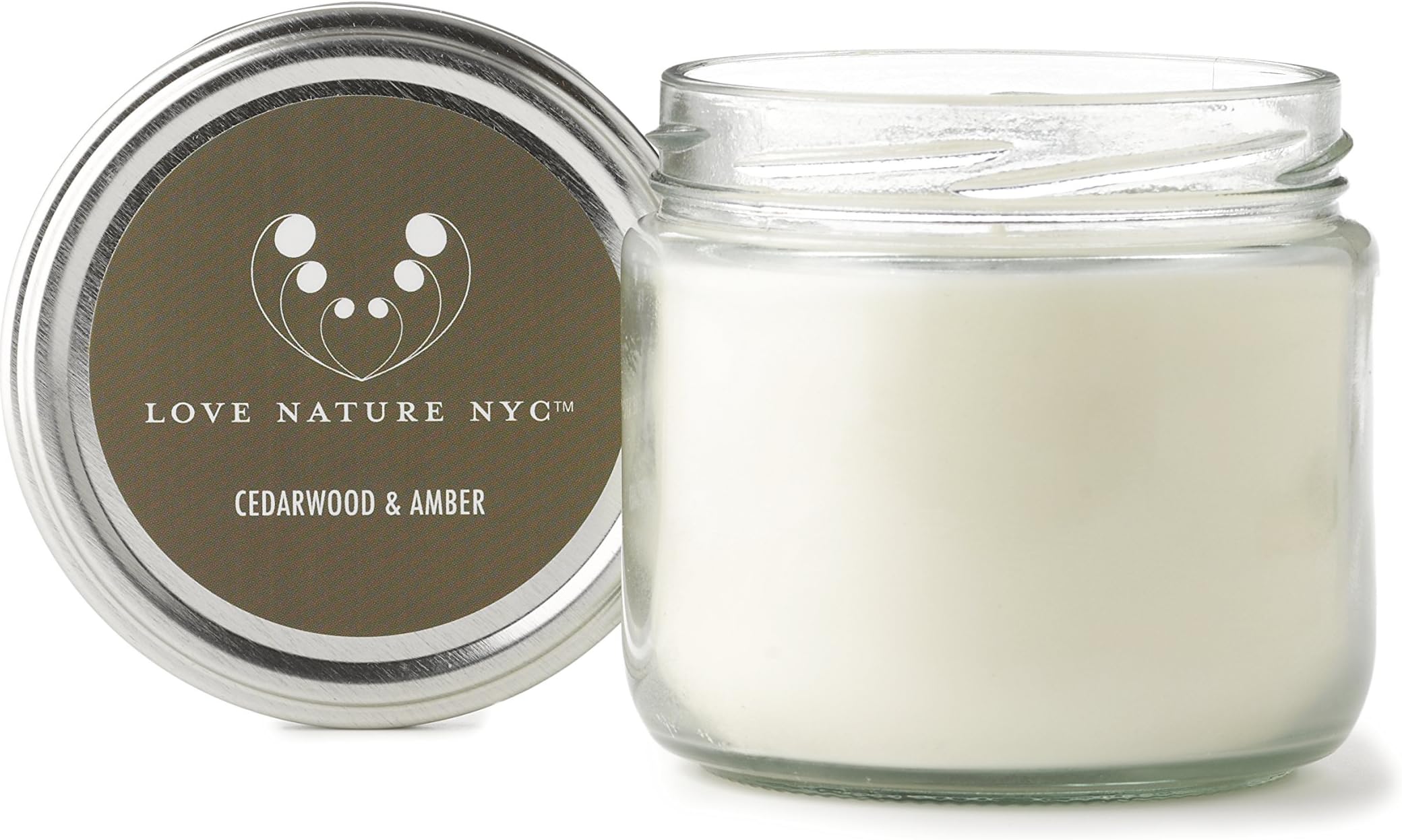 Natural Soy Candle Jar, Cedarwood Amber Scented, 60 Hours, Clean Burning Non-Toxic, Fragrance Notes of Cedarwood, Amber, Sandalwood, Musk, Bergamot and Lavender