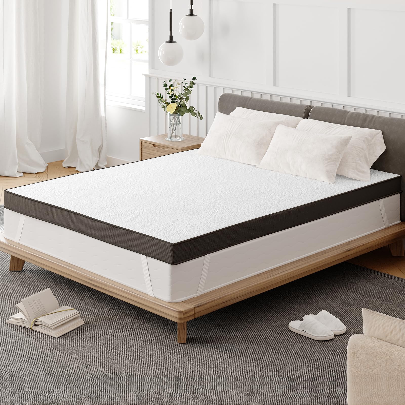 ONBRILL3 Inch Firm Mattress Topper Twin Size, Cooling Gel Memory Foam Bed Topper with Removable Cover, Bed Topper for Pressure Relief, Breathable Mesh