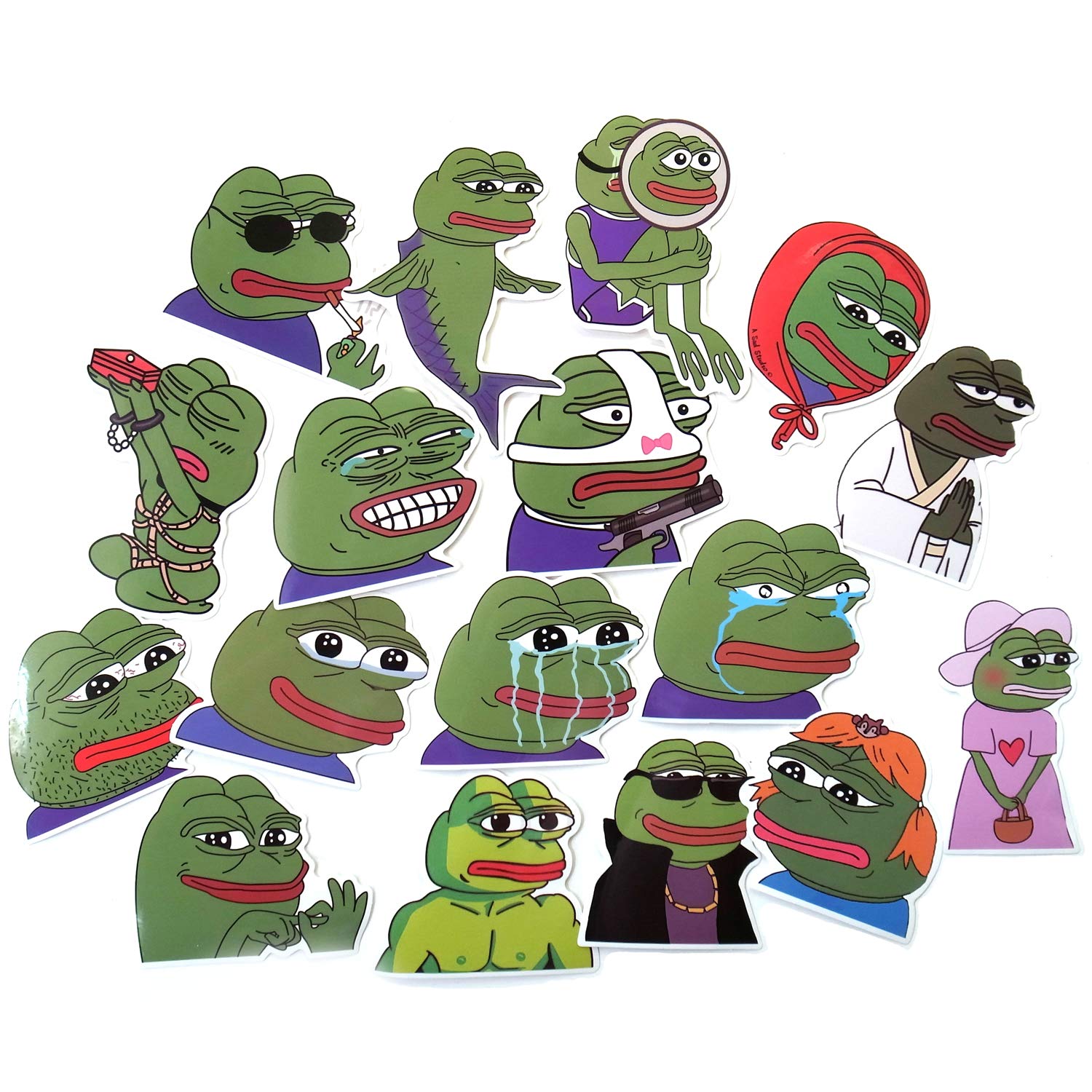 Amazon.co.jp: Pepe the Frog Stickers, Set of 17, PVC, Waterproof, Stickers,  Sad Pepe, Boys Club, Racism, Manga, Character : Toys & Games