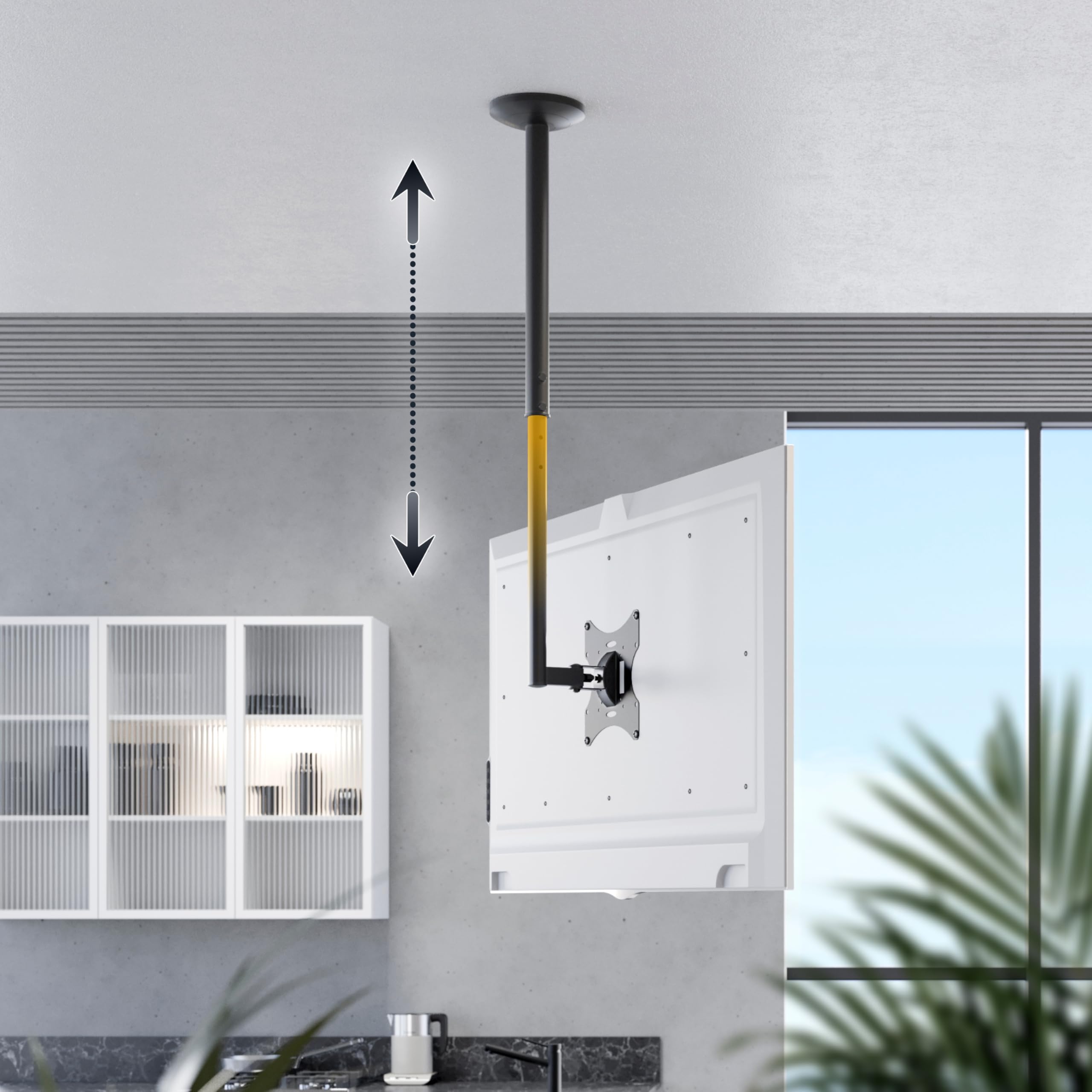 RICOO Supporto TV soffitto D0322 Girevole Inclinabile Televisore 23-42" (58-107 cm) Staffa universale Televisione LED/LCD VESA 75 x 75-200 x 200