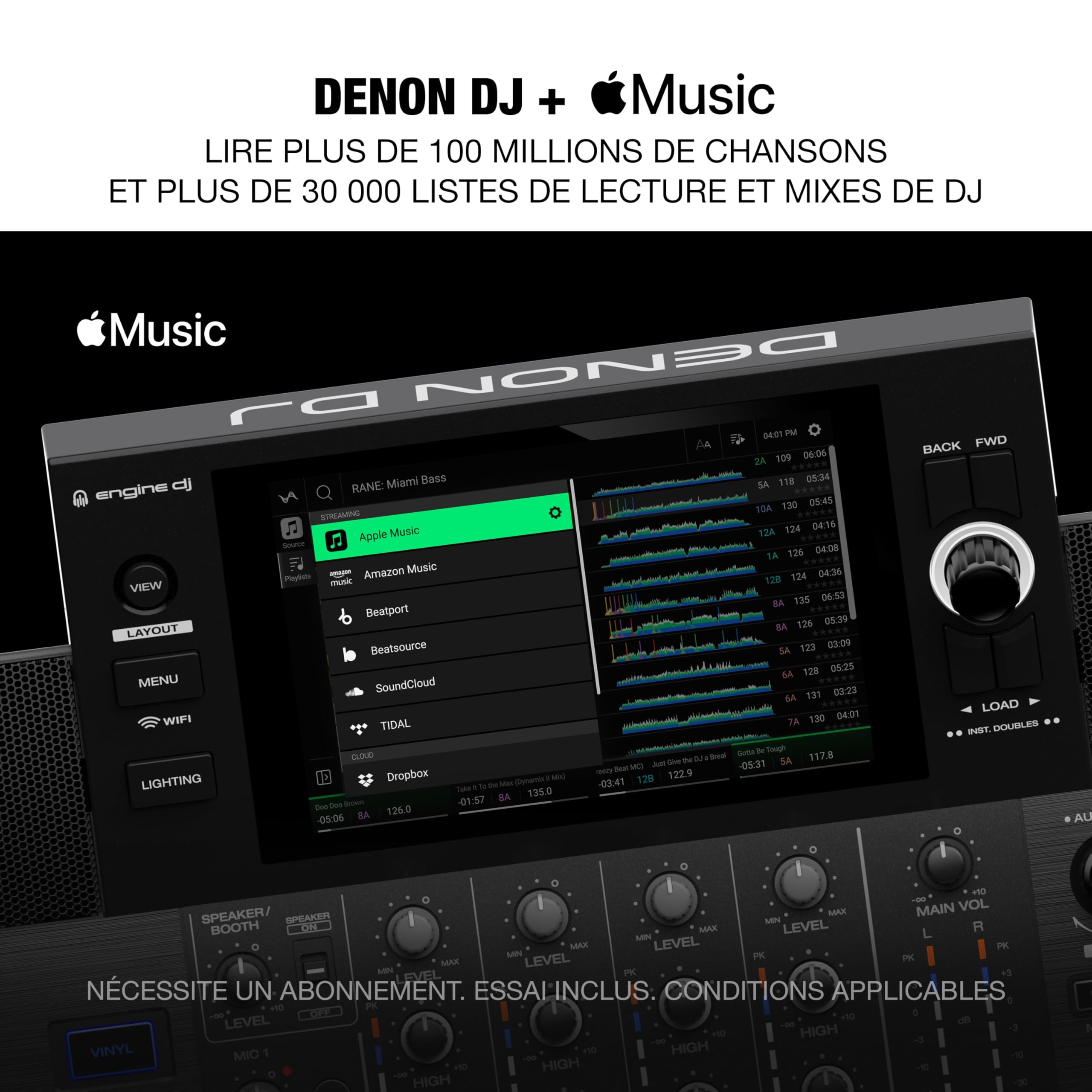 Denon DJ SC LIVE 4 contrôleur DJ autonome avec séparation Stems sur 4 platines, Wi-Fi, haut-parleurs intégrés, compatible Serato DJ et Virtual DJ