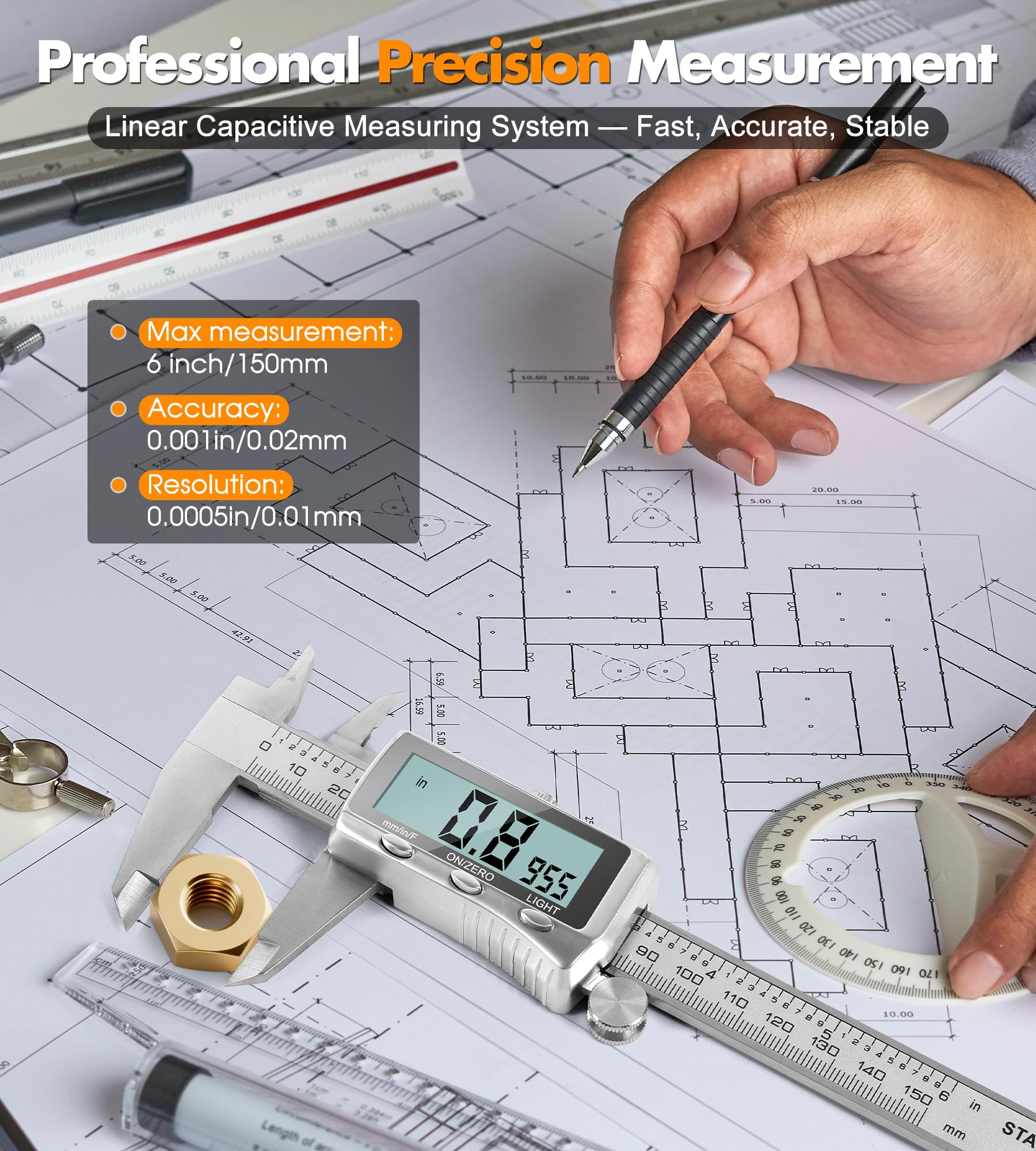 LuxBlue Digital Calipers - Rechargeable & Backlit -4