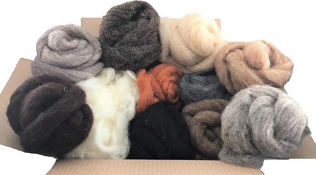 Corriedale Felting Wool in 10 Animal Colours and corewool for 3D Needle Felting - 240 GMS Total
