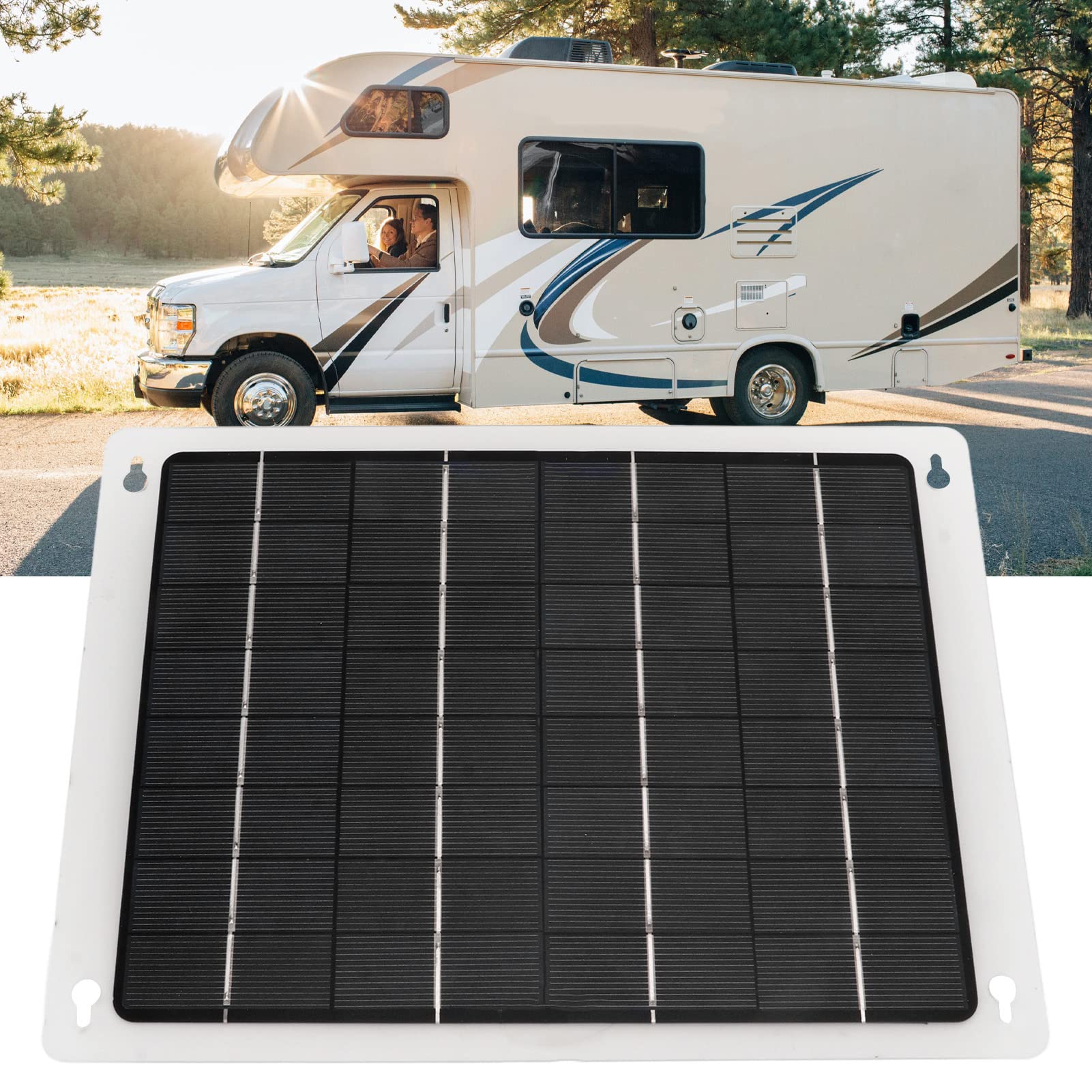 Panel Słoneczny, Polikrzemowy Panel ładowarki Słonecznej 20 W 12 V z Podwójnym Portem ładowania USB i Kablem Obd, do Samochodu, Kampera, łodzi, łodzi, Przyczepy, Kempingu