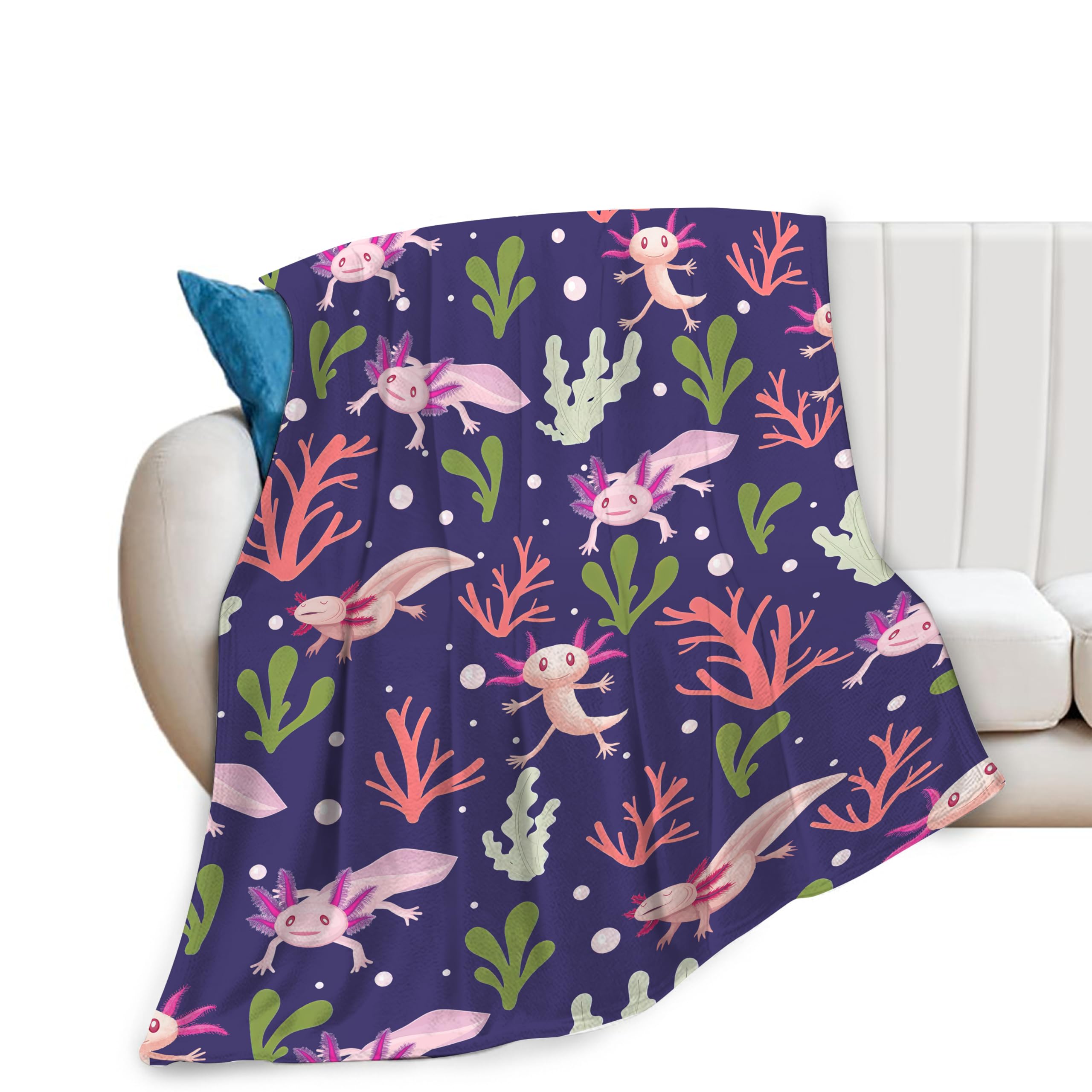 Cute Axolotl Blanket Axolotl Gifts for Kids Boys Girls Toddler Adult Soft Plush Flannel Blanket for Baby Newborn Crib Cozy Warm Axolotls Fluffy Throw Blanket for Toddler Couch Sofa 40"X50"