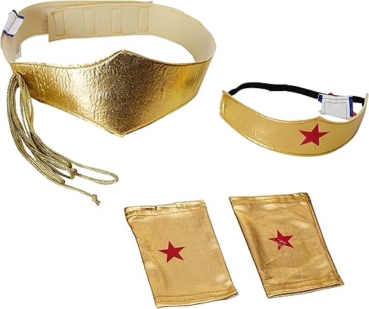 Rubie's Women's Dc Comics Wonder Woman Accessory Kit: Tiara, Belt with Lasso, Gauntlets