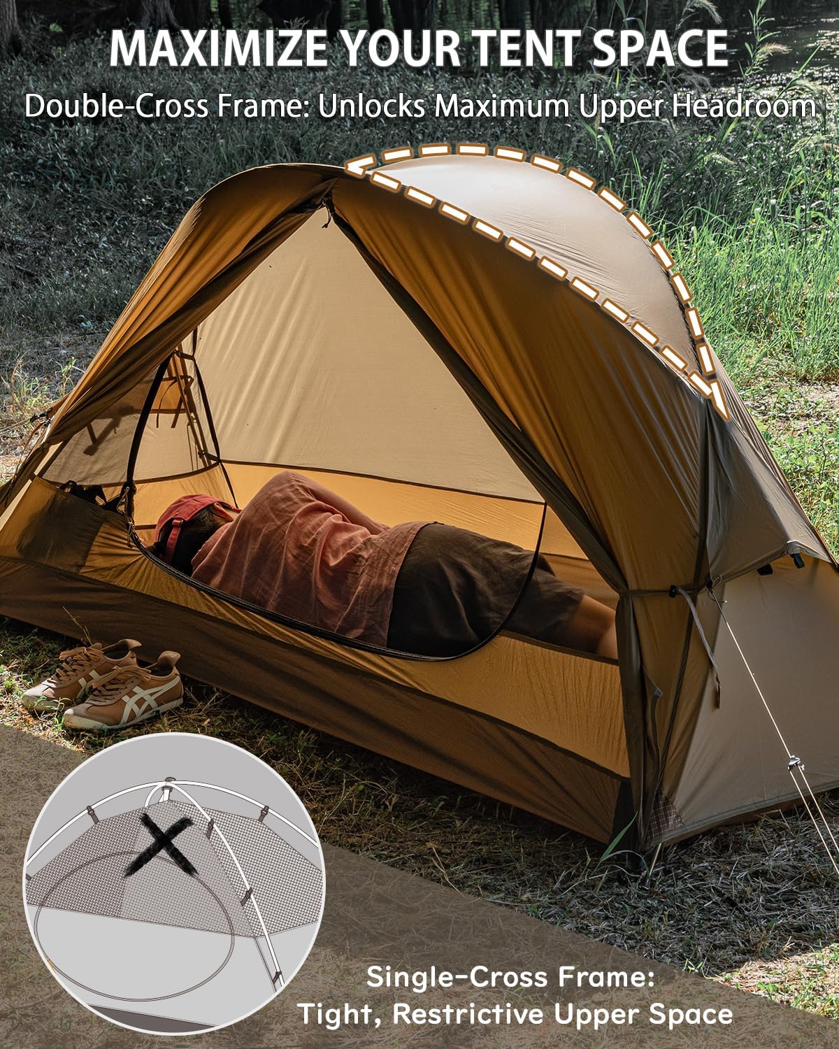 MC TOMOUNT Backpacking Tent Ultralight Nylon 1-2 Person Tent 3.3lbs-4.4lbs for Hiking Camping