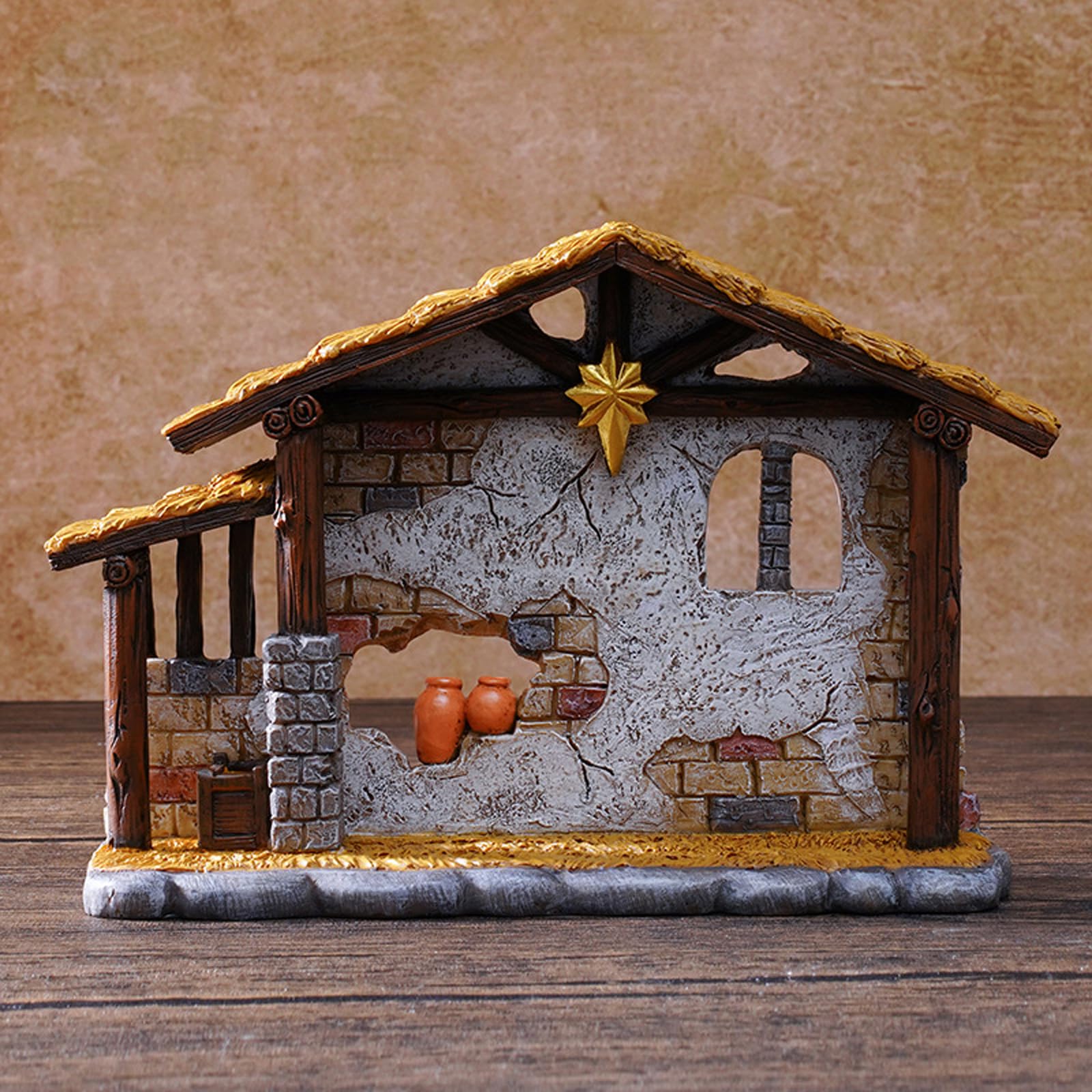 Cabaña religiosa en miniatura personalizable de 11 cm para decoración del hogar, pequeñas religiosas para el hogar