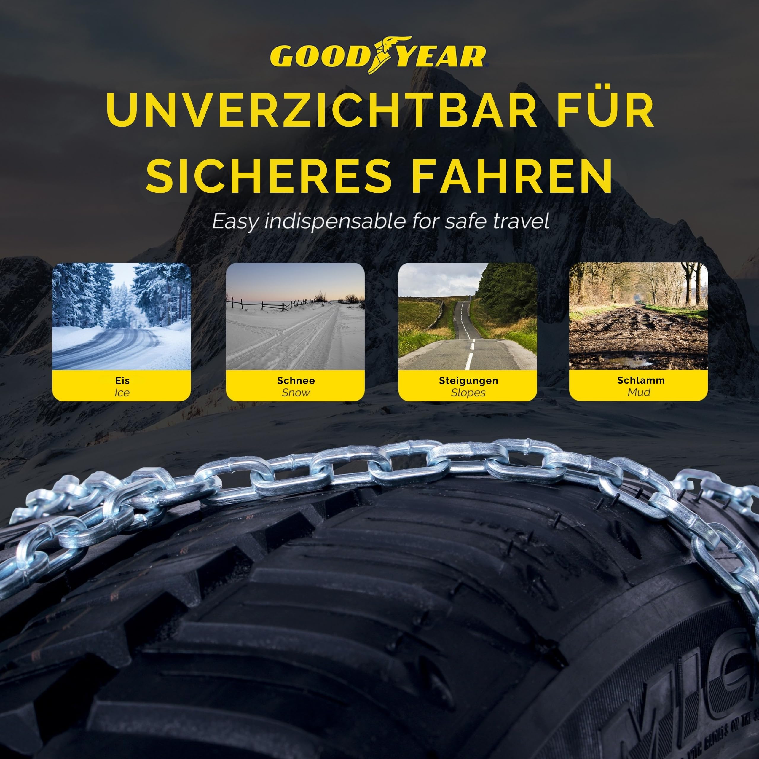 Goodyear 77913: "G9" Schneeketten, 9 mm, Größe 120, Zertifizierung TUV und ÖNORM