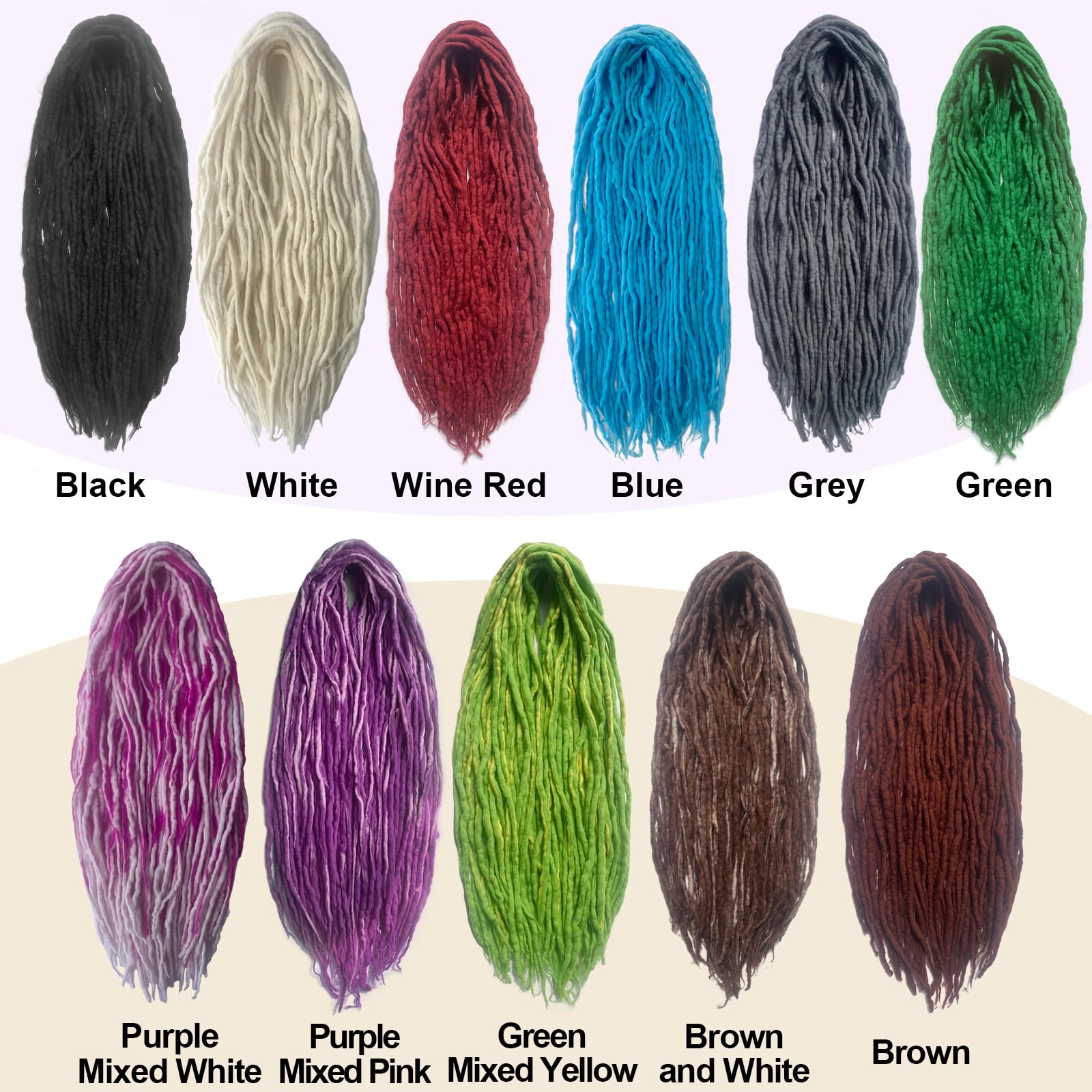 Dreadlock Extensions Dark Brown Wool Double Ended DE End Dreads 15 Strands Crochet Dreads Extensions 22 inches Dreadlocks Extension Straight Hippie Style Dreads for Women Men - Image 4