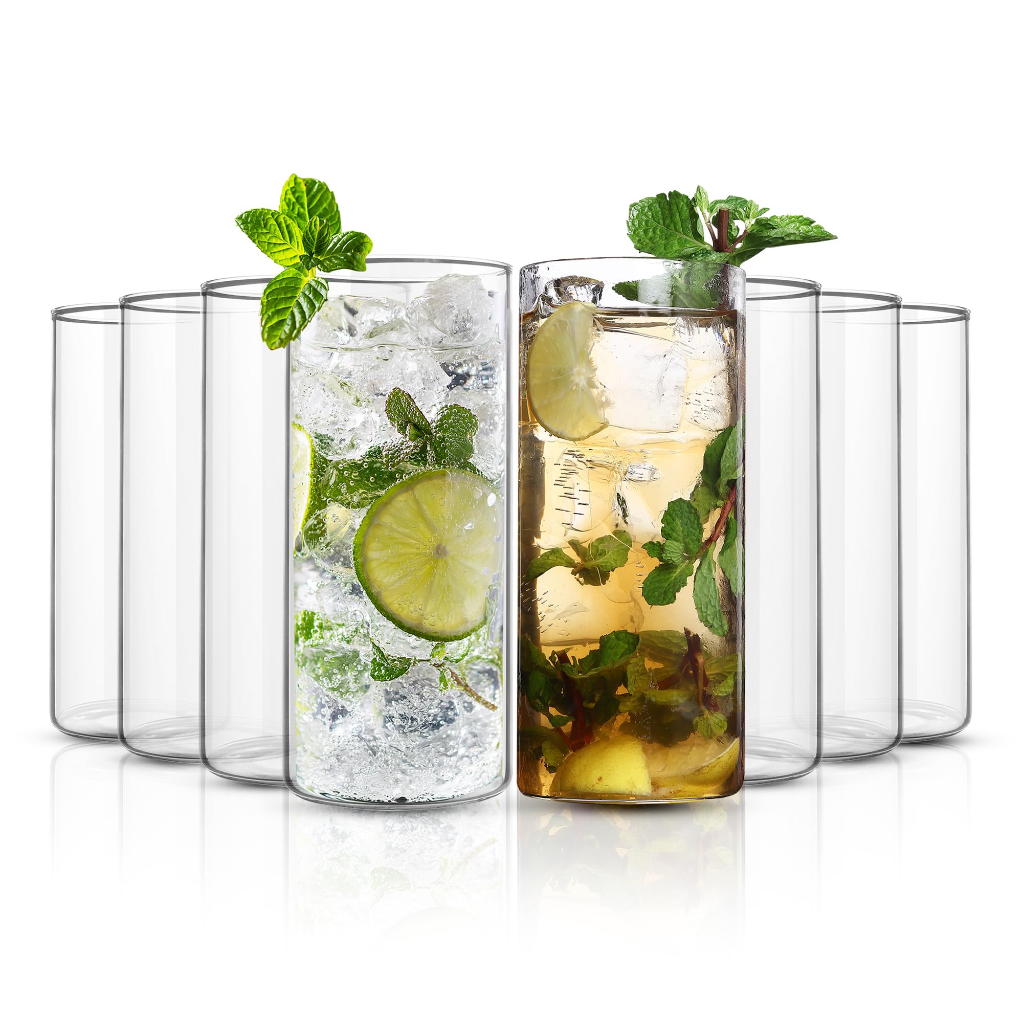 Highball Drinking Glasses Set of 8 15 oz Capacity Thin And Light Borosilicate Tumblers Can Be used For