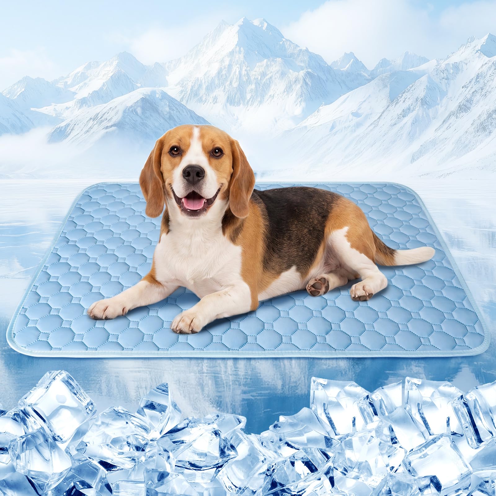 Gimars Cooling Mat for Dogs with Cool Ice-Silk Surface, Washable and Waterproof Summer Mat for Dogs and Cats, Non-Slip Foldable for Cage Sofa Floor Car, 90 × 60 cm