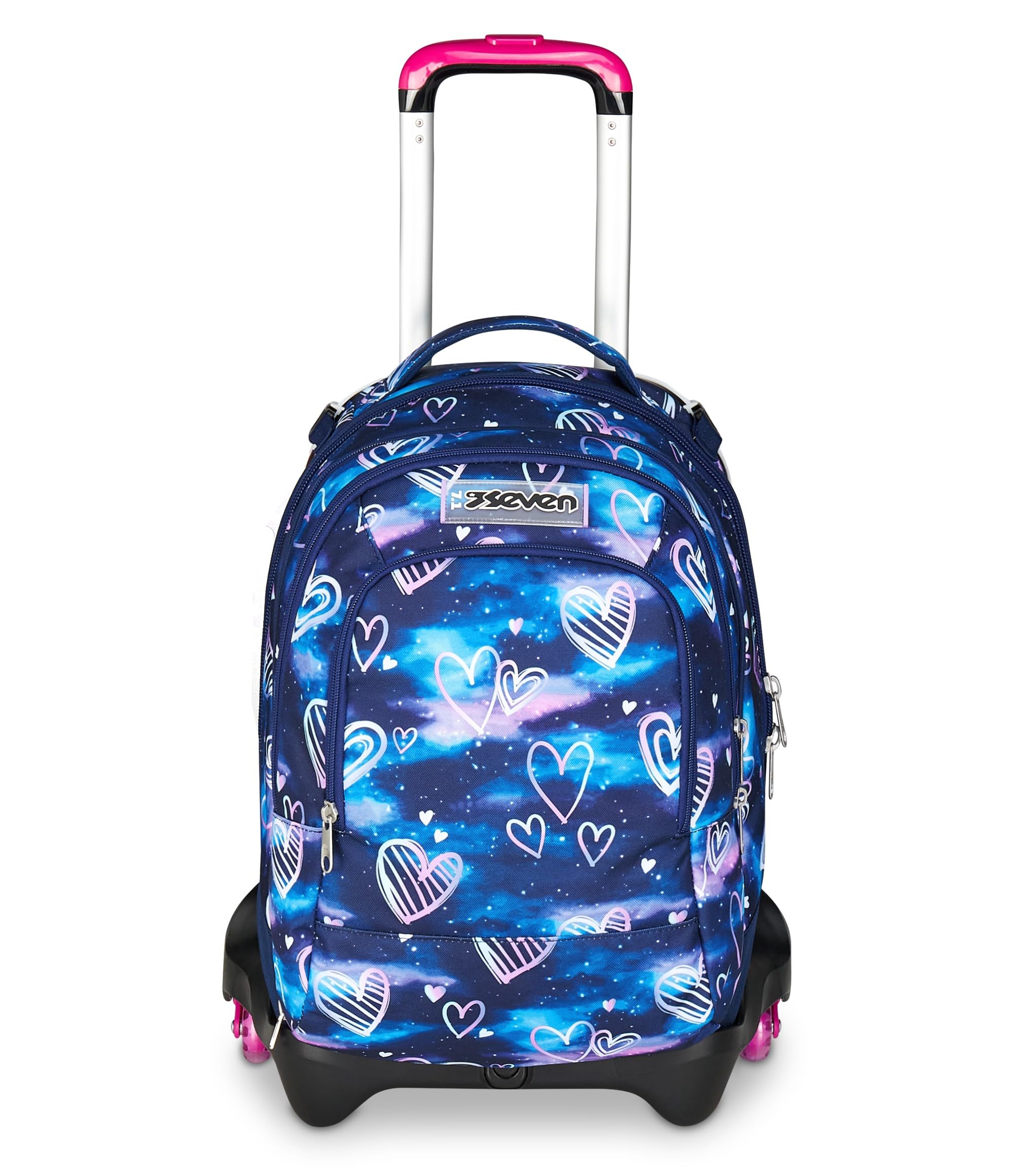 Seven Trolley Scuola Jack 3 Ruote Detach, Viola Fucsia, Zaino Con Carrello Sganciabile 37 L, Tasca Borraccia, Zainetto Staccabile, Zaino Grande, Per Elementare e Media, Trolley Bambina