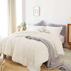 Smoofy Faux Fur Plush Twin Comforter Set, Fluffy Fuzzy Plush Twin Bedding, Cute Soft Shaggy Velvet Double-Sided Bedding Set, 2Pcs - 1 Comforter(66"x90") + 1 Pillowcase(20"x26")