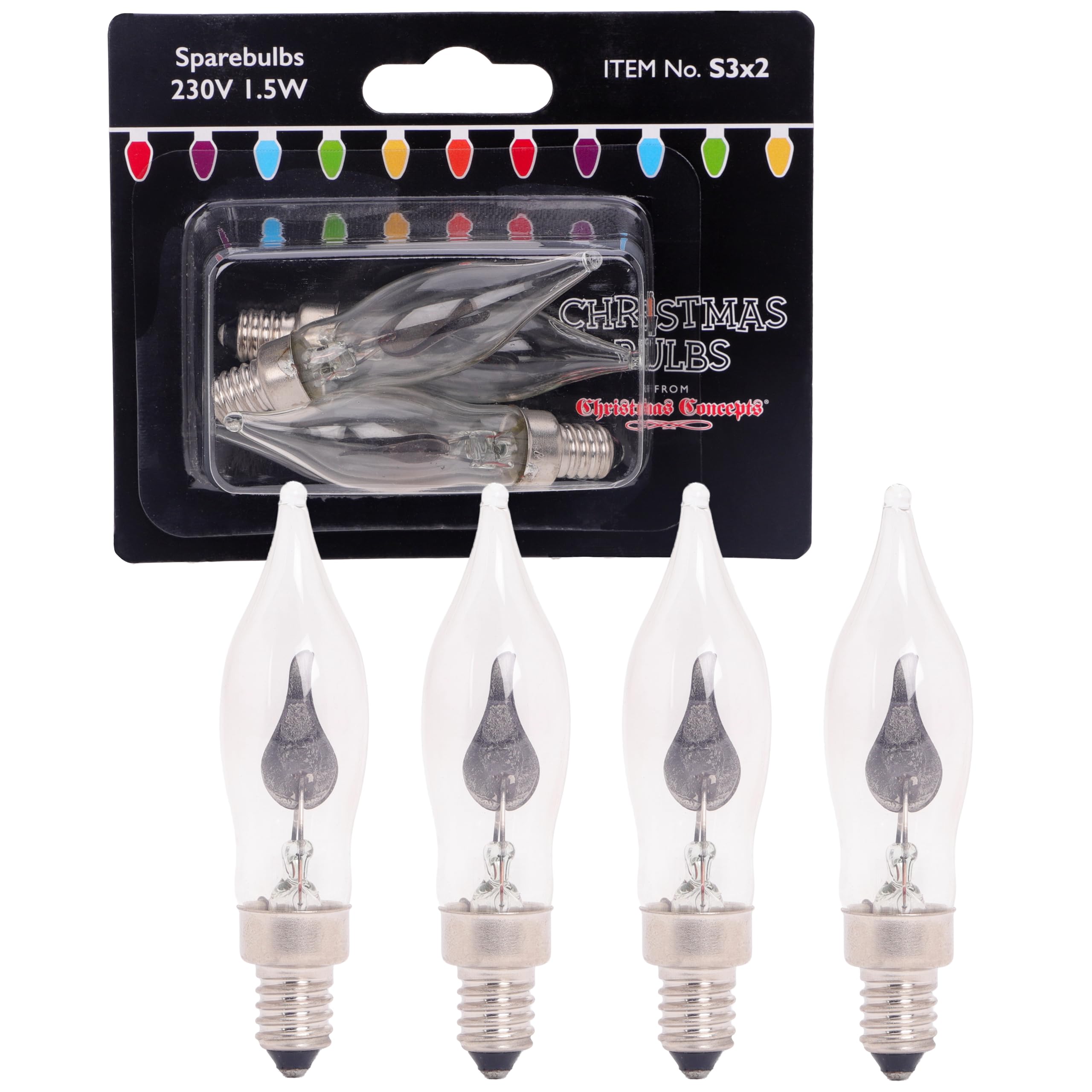Christmas Concepts® 4 x Replacement Flicker Candle Light Bulbs for Christmas Arches and Bridges 1.5 Watt 230 Volt E10 Screw Fitting RF7