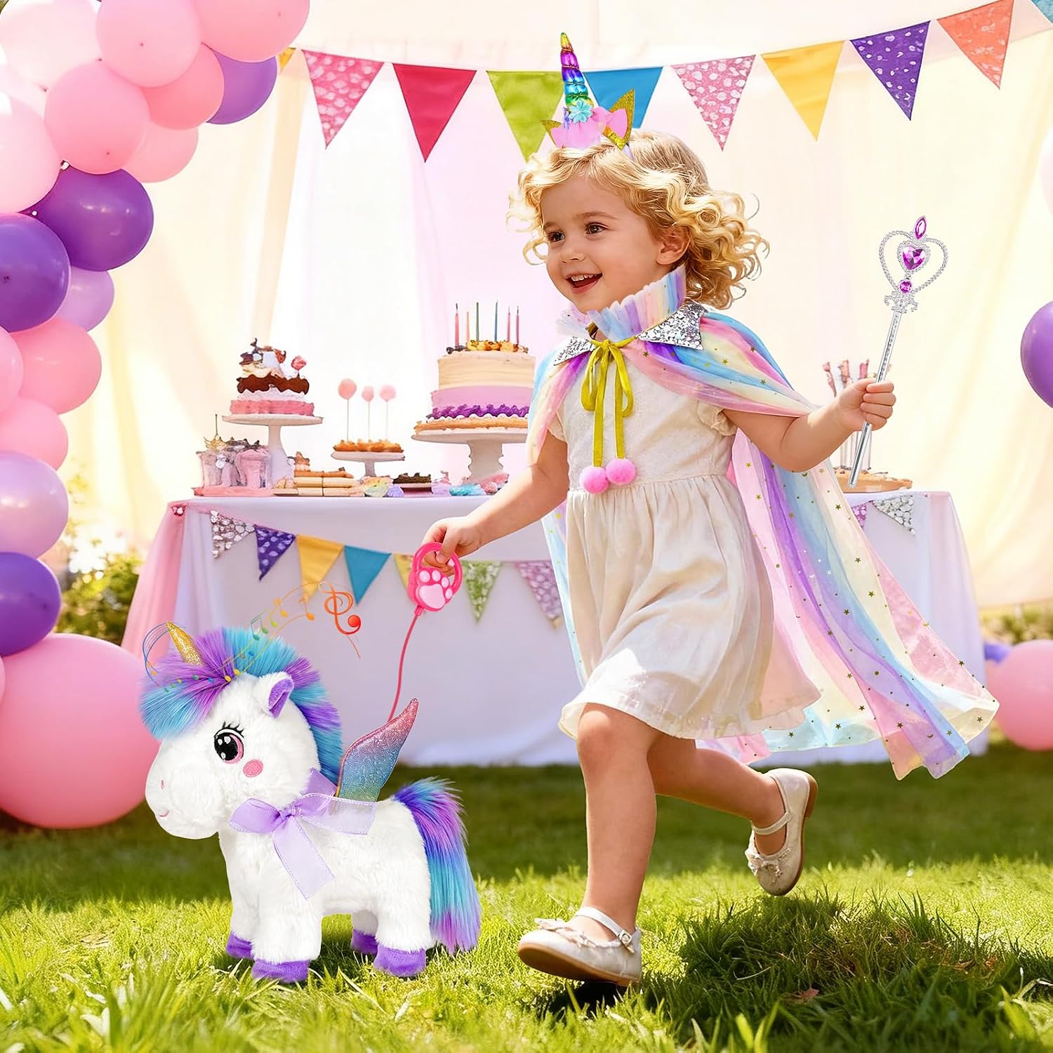 Unicorn Toys for Girls Age 4-6, Walking Talking Singing Interactive Unicorn with Light Up Princess Cape, Remote Control Plush Unicorn's Pet Care Toy, Unicorns Gifts for Toddler Girls 3 4 5 6