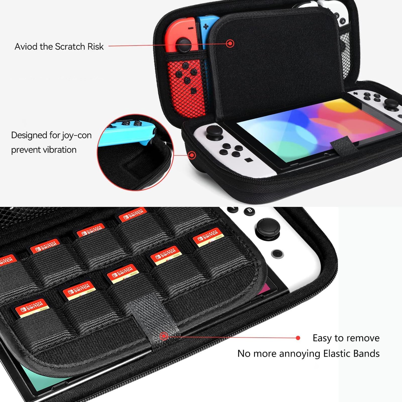 ZhuoFan Estuche para Nintendo Switch 2 (2025), Estuche Rígido con Espacio de Almacenamiento para Consola y Accesorios, Gran Estuches Capacidad Compatible con Nintendo Switch 2 (Negro)