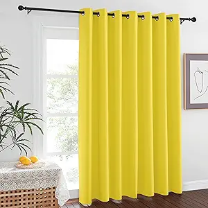 NICETOWN Sliding Glass Door Curtain Extra Long 84 inches Long, Grommet Thermal Insulated Blackout Patio Door Curtain Panel for Bedroom/Pergola, Bright Yellow, 1 Panel, W100 x L84
