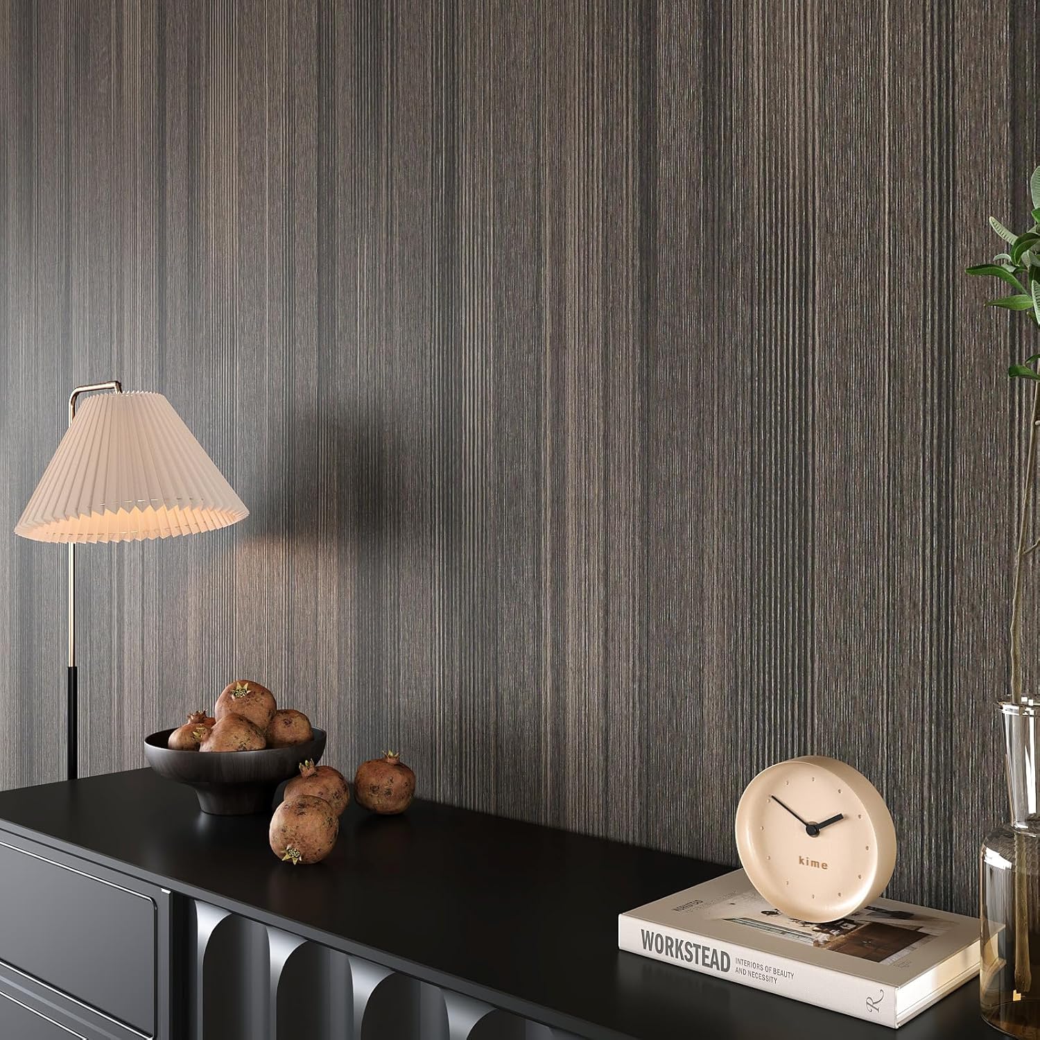 VEELIKE 15.7''x118'' Charcoal Grey Wood Contact Paper Peel and Stick Wood Wallpaper Textured Wood Grain Contact Paper for Cabinets Countertops Waterproof Removable Adhesive Wood Vinyl Wrap for Table