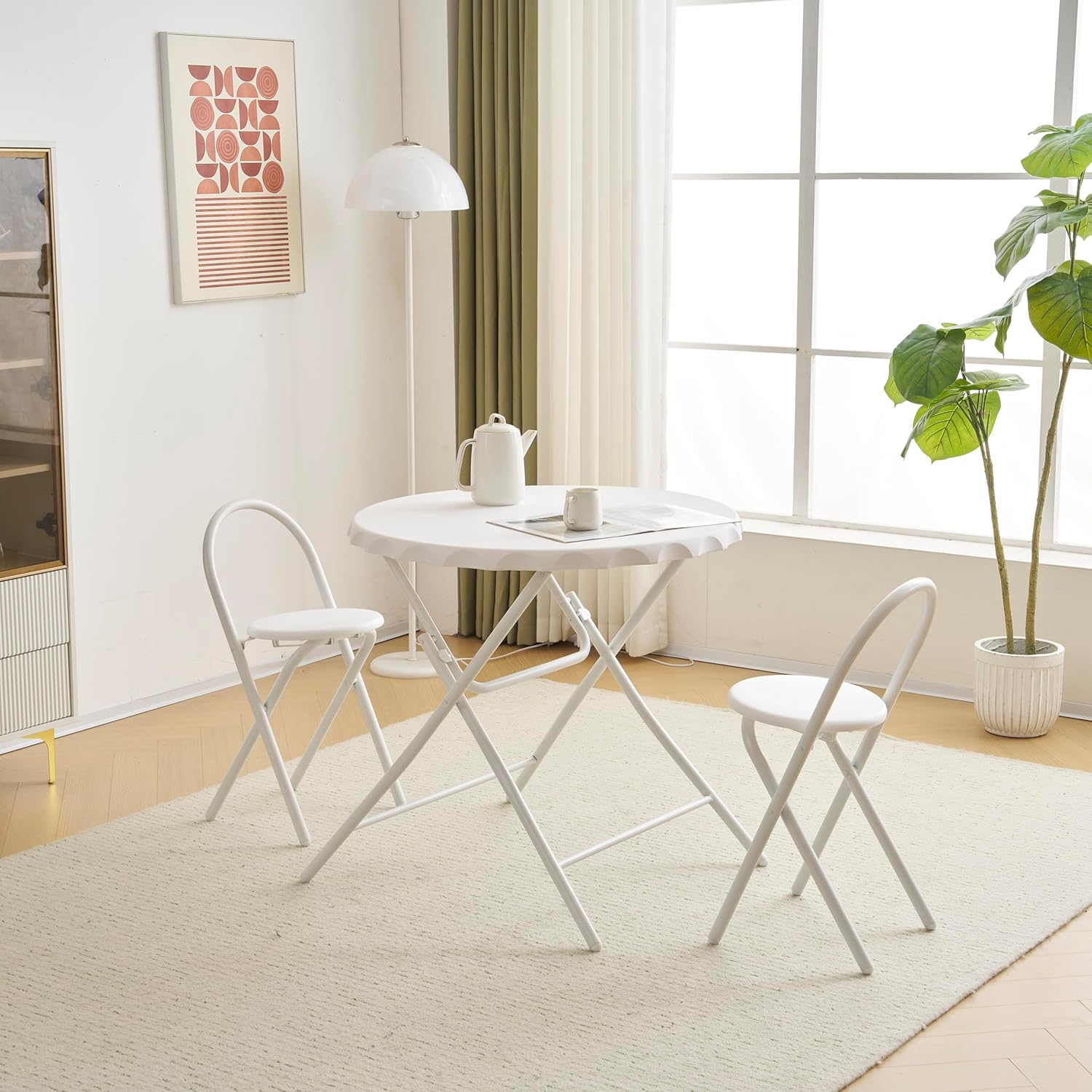 ダイニングセット 2人用 3点セット 折りたたみ 丸 テーブル 直径80.5cm ダイニングセット 2人用 3点セット 折りたたみ 丸 テーブル 直径80.5cm