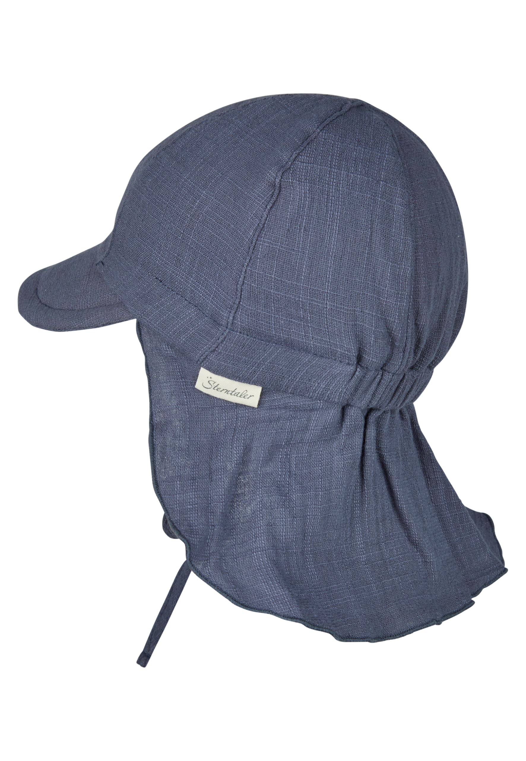 Sterntaler Schirmmütze Nacken Uni - Unisex Mütze aus luftigem Baumwoll Musselin - Sommermütze mit Nackenschutz - Sonnenhut zum Binden - Baby und Kinder Kopfbedeckung