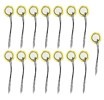 INVENTO 15Pcs 12mm Piezo Ceramic Elements Sounder Sensor Trigger Drum Disc Piezoelectric Buzzer Copper For DIY
