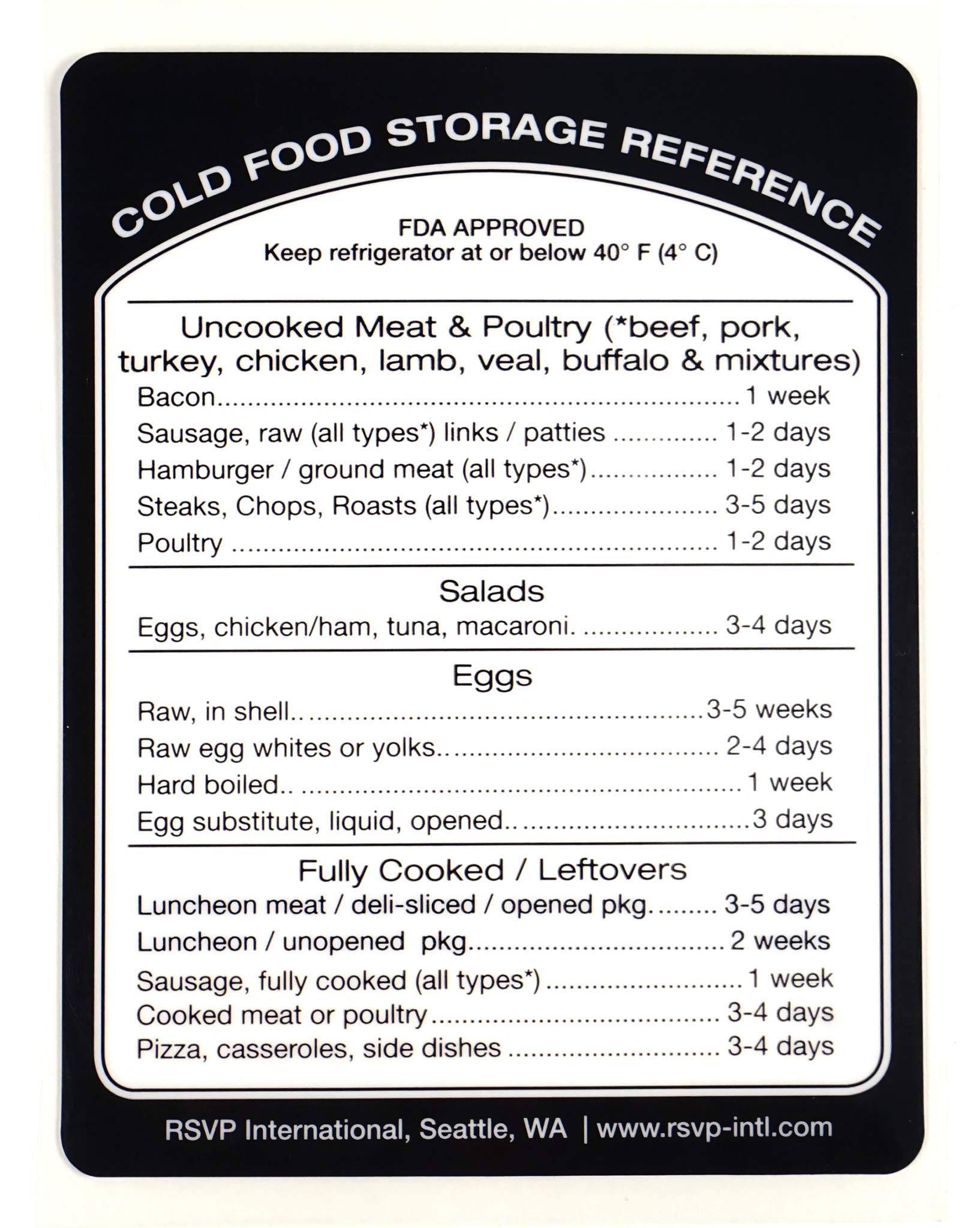 RSVP International Kitchen Organization Collection Removable Labels, Cold Storage, White/Black