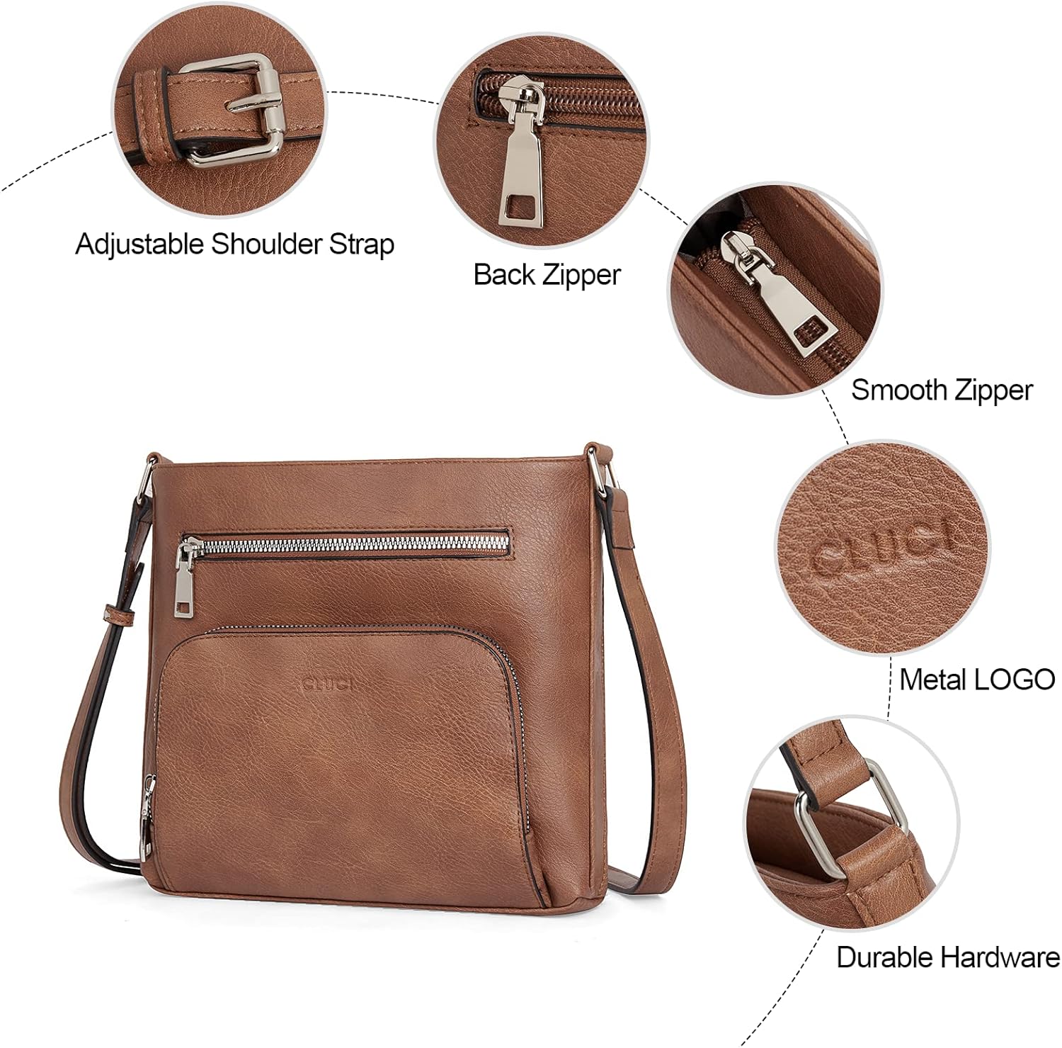 CLUCI Crossbody Purse for Women Multi Pockets Bag Vegan Leather Small Shoulder Handbags Summer Travel Designer Vintage Ladies