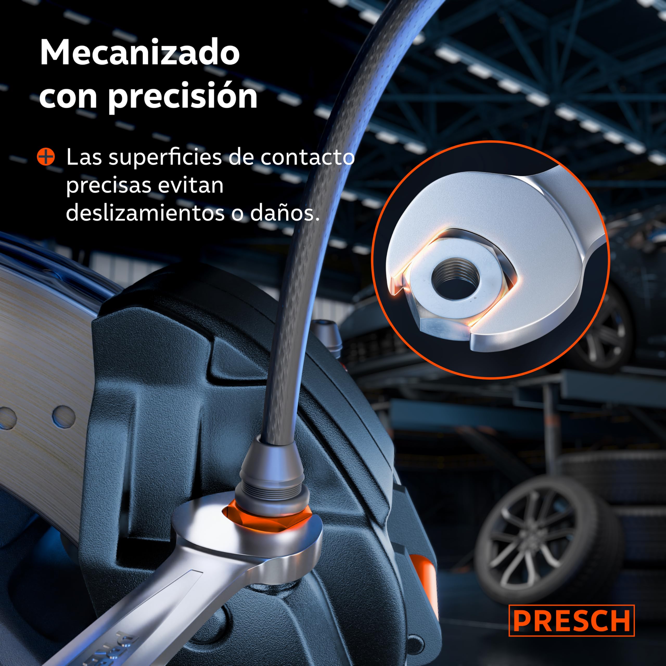 PRESCH Llave combinada 12mm - Llave fija con precisión y extremadamente robusta - Extremo de boca inclinado 15° para trabajos en espacios reducidos