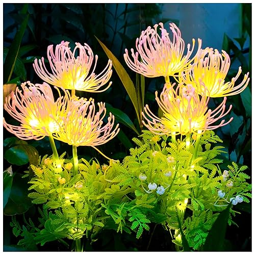 Solar Garden Lights 2 Pack, Solar Flowers Lights with Glowing