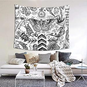 One Direction Tattoos Home Decor Art Wall Hanging Bedroom Living Room Dorm Tapestry 60 X 51 Inch