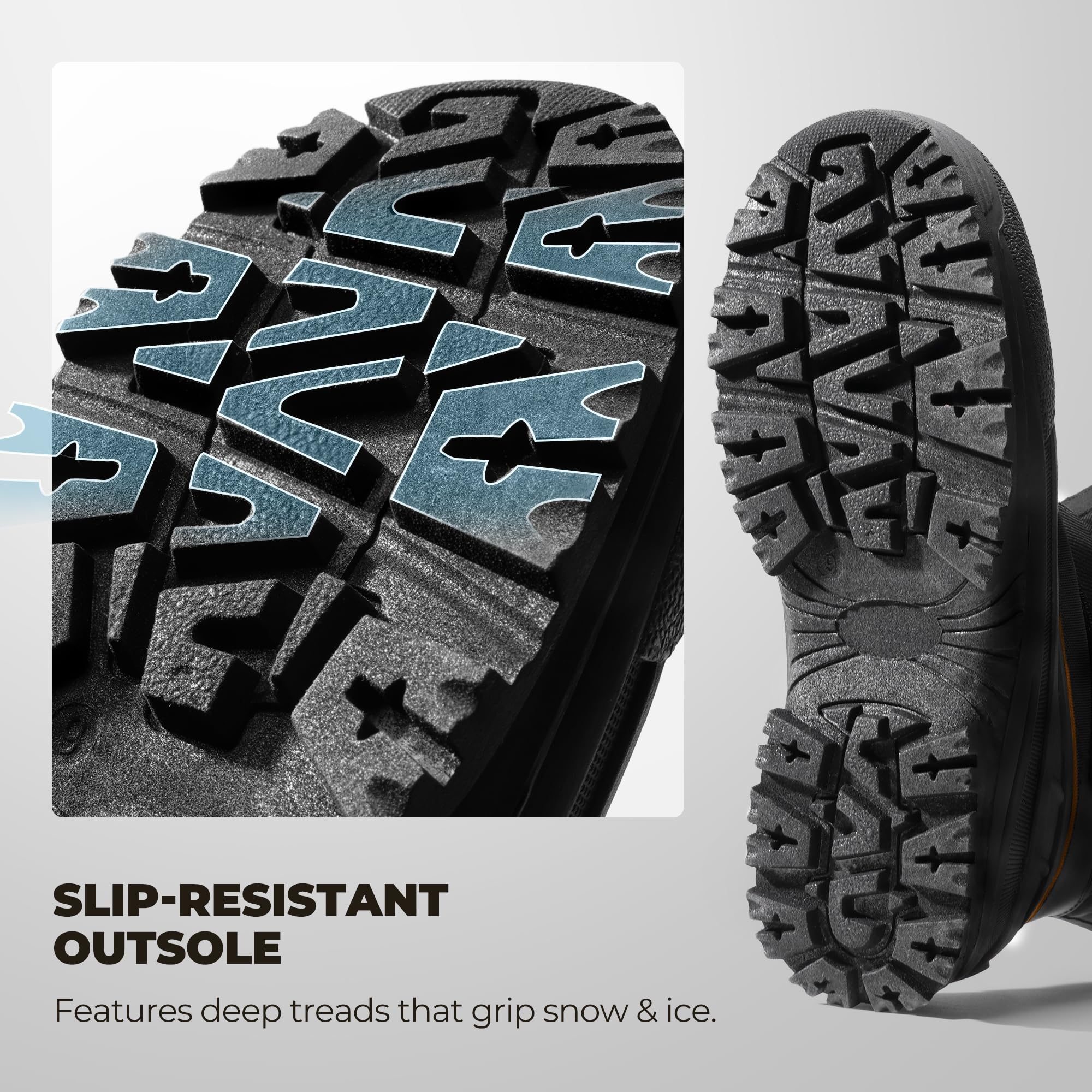 NORTIV 8 Botas de nieve impermeables para hombre, para senderismo, invierno, con forro de piel aislada, ligeras, para exteriores