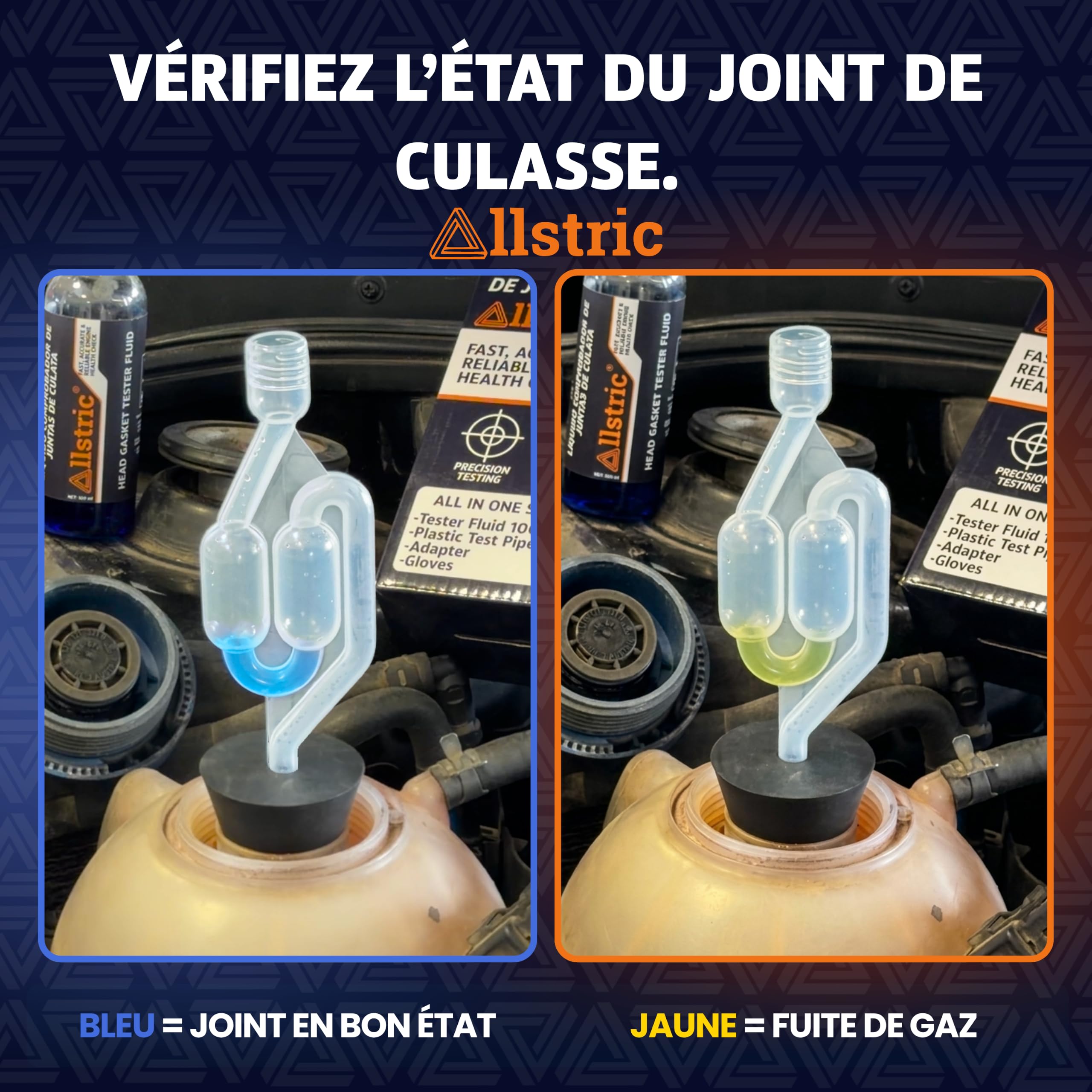 Test CO2 Joint de Culasse | Testeur Joint de Culasse pour Voiture & Moteur | Kit Universel 50 Tests avec Liquide Réactif | Testeur Liquide de Refroidissement & Block Tester