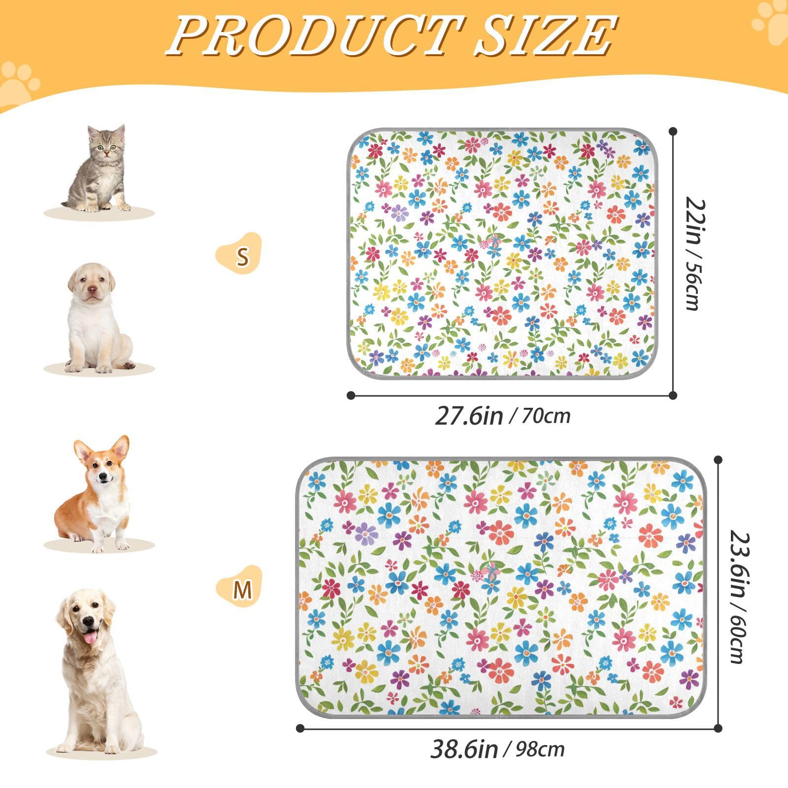Colorful Flower Summer pet Cooling Blanket Self Cooling Bed for Cats Outdoor for Pig Outdoor Cats Essentials Manta Fria para Perros M