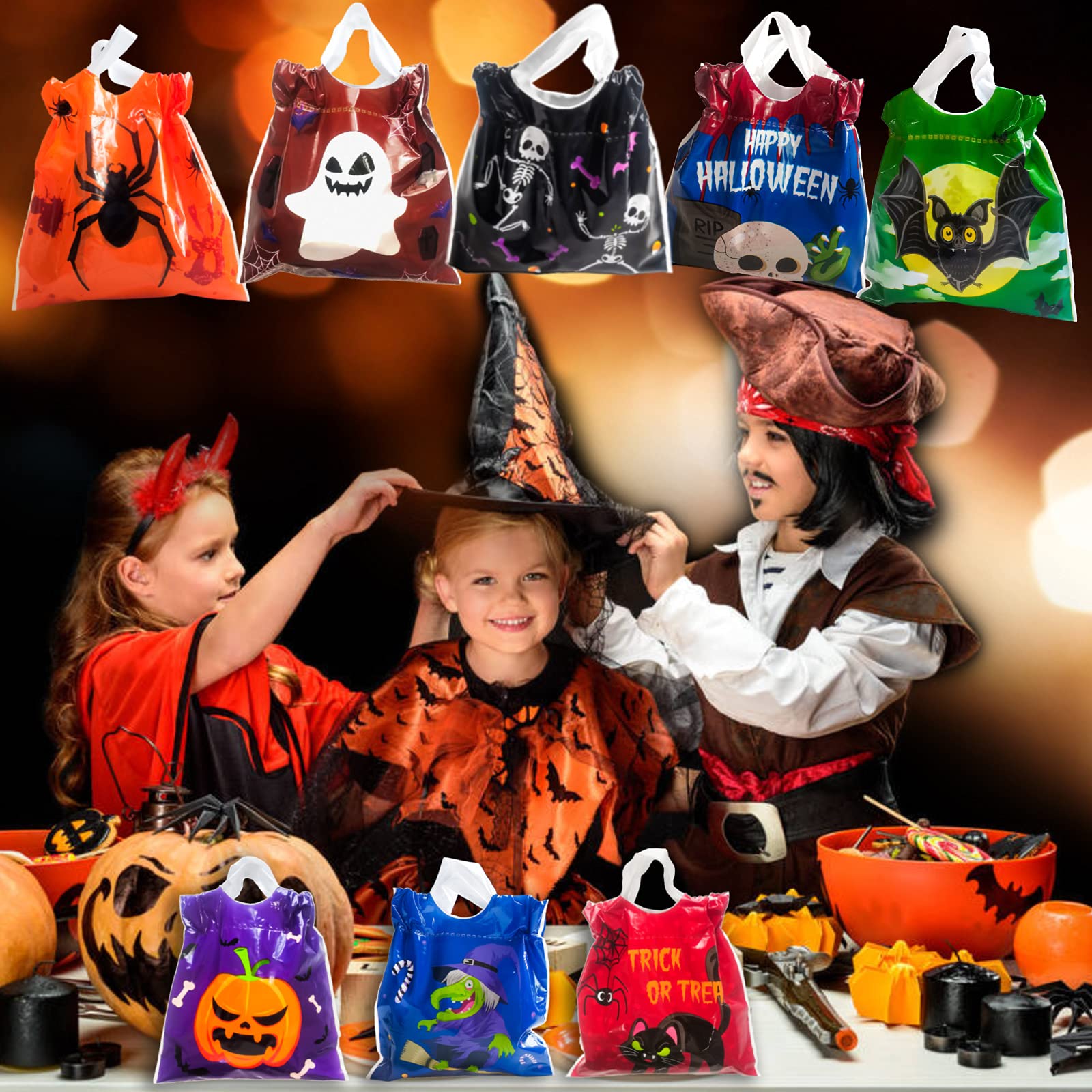 80 Pcs Halloween Drawstring Candy Bags - Pumpkin Ghost Treat Bags For Party Favors - View #6