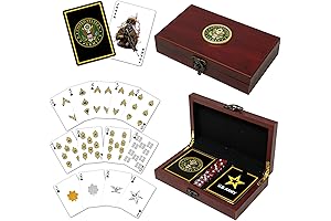 Military Gift Shop US Army Playing Cards & Dice in Elegant Wooden...