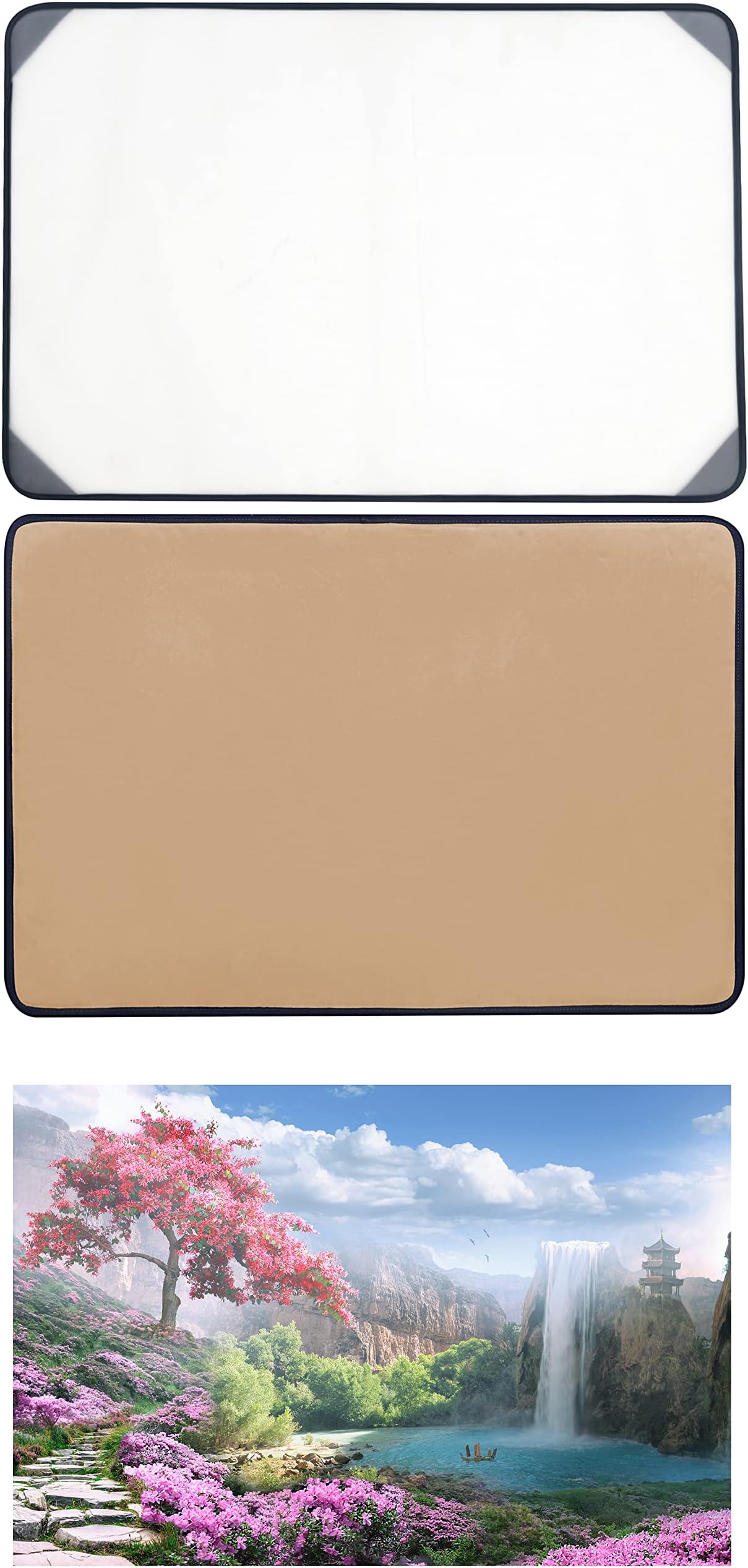 2 Items in a Set, Tektalk Jigsaw Puzzle Board with Dustproof Cover for Up to 1500 Pieces + Tektalk 1000 Piece Jigsaw Puzzle（Otherworldly Land of Peace）