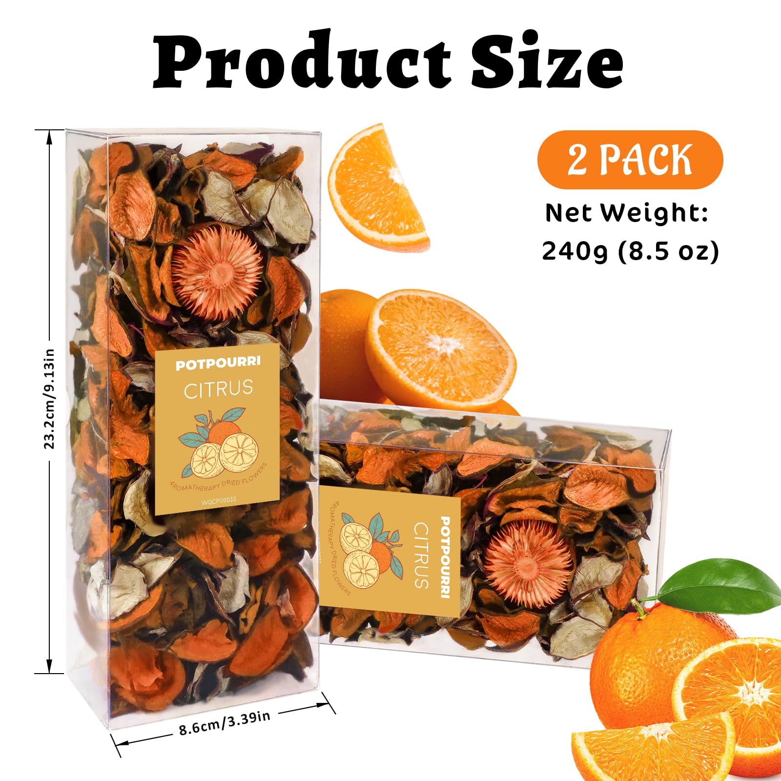 SCENTORINI Pot Pourri Parfumé d'Agrumes Fleurs Naturelles pour Sachets Parfumés - Lot De 2 Sacs