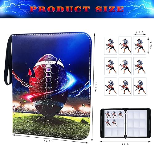 Miniatura 2 de Carpeta de tarjetas de fútbol para 900 tarjetas, 9 bolsillos, colecciones de tarjetas, 50 páginas, soporte de tarjetas de doble cara con cremallera,