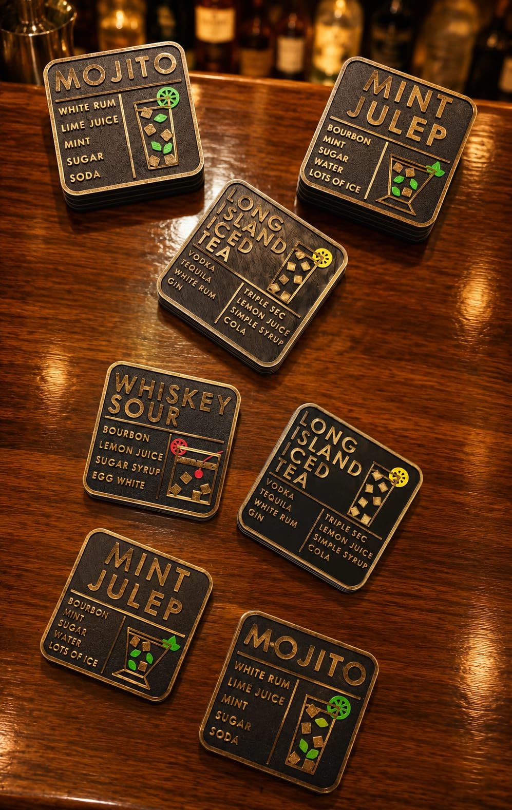 Cocktail Recipe Magnetic Coaster | Self-Stacking Drink Coaster with Magnets | Premium Bar Decor | Gift for Home Bar & Cocktail Lovers-image-22